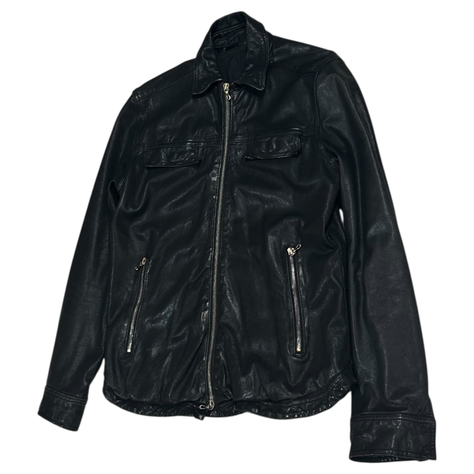 TOMORROWLAND(トゥモローランド) Zip-up lamb leather jacket ジップアップ ラムレザー ジャケット 63-08-04-08202 M ブラック