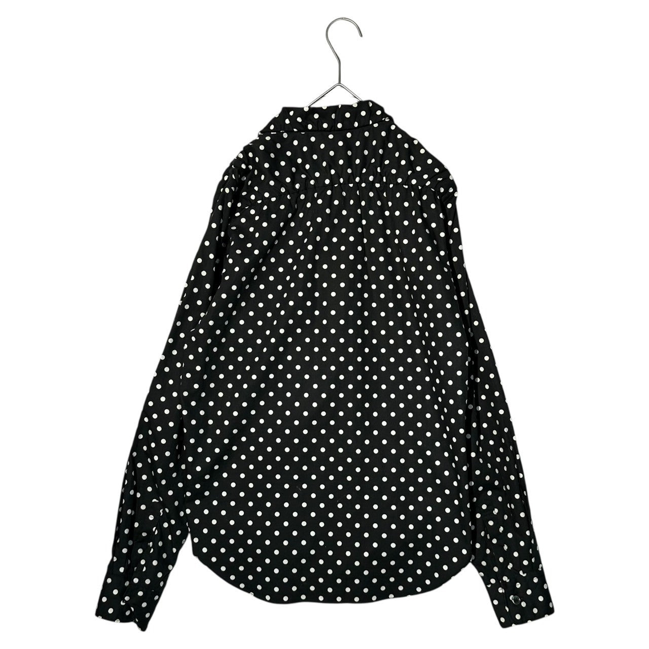 BLACK COMME des GARCONS(ブラックコムデギャルソン) Round Collar Dot Center Gathered Long Sleeves Shirt Blouse 丸襟 ドット 中心 ギャザー 長袖 シャツ ブラウス 1L-B025 S ブラック×ホワイト AD2013