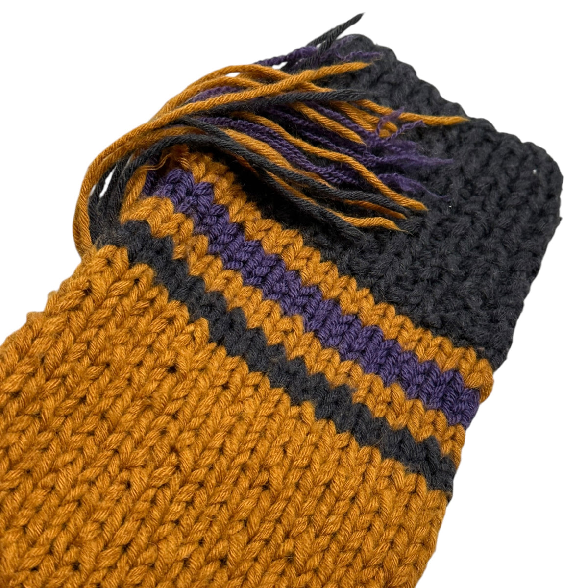 MAISON MARGIELA(メゾンマルジェラ) 2017AW "REPLICA" 1970's PROJECT-300% HAND-KNITTED レプリカ フリンジ ローゲージ ニット S30GP0208 S オレンジ×ネイビー 子供服を300%拡大したデザイン