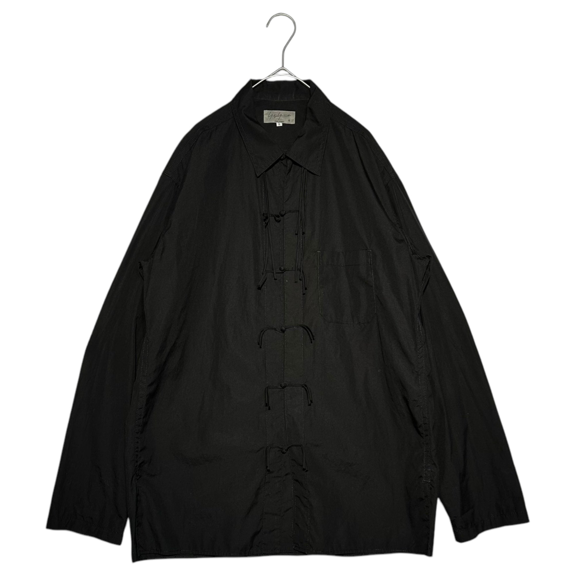 YOHJI YAMAMOTO POUR HOMME(ヨウジヤマモトプールオム) 17AW 環縫い釈迦B China Button Open Collar L/S Shirt チャイナ ボタン オープンカラー L/S シャツ HK-B04-001 2 ブラック