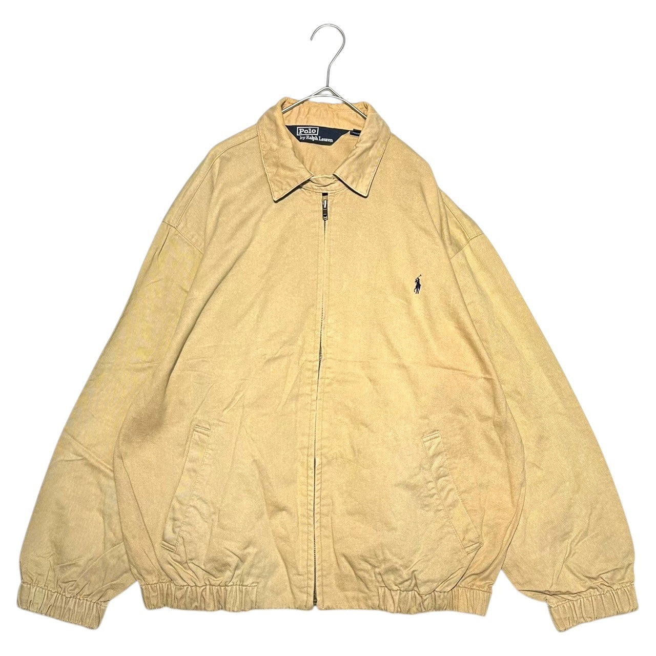 POLO RALPH LAUREN(ポロラルフローレン) 90's One-pointed Logo Zip-up Blouson ワンポイント ロゴ ジップ アップ ブルゾン M ベージュ 90年代 ヴィンテージ 古着 スイングトップ