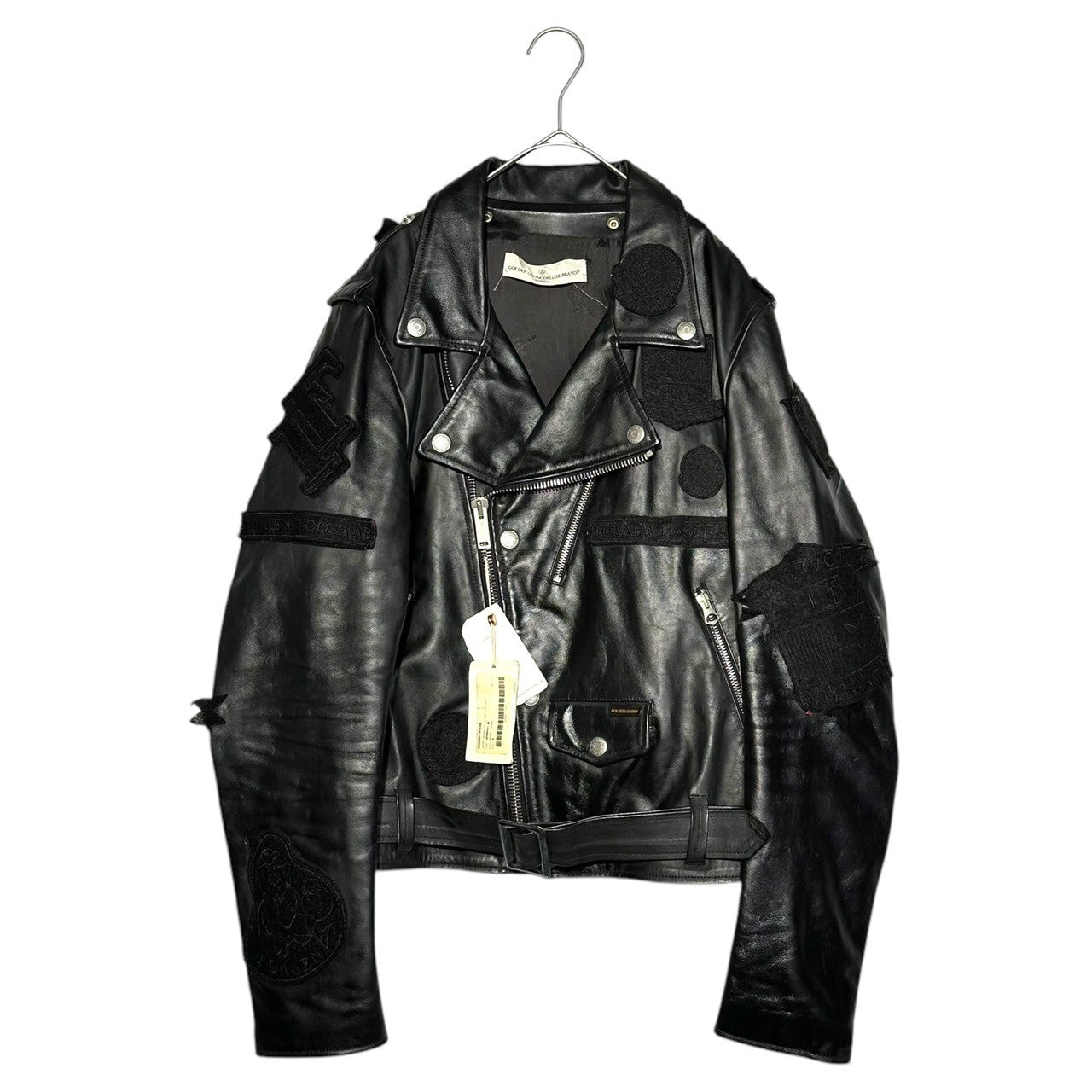 GOLDEN GOOSE(ゴールデングース) Custom Badge Double Riders Jacket カスタム ワッペン ダブル ライダース ジャケット 964364 S ブラック
