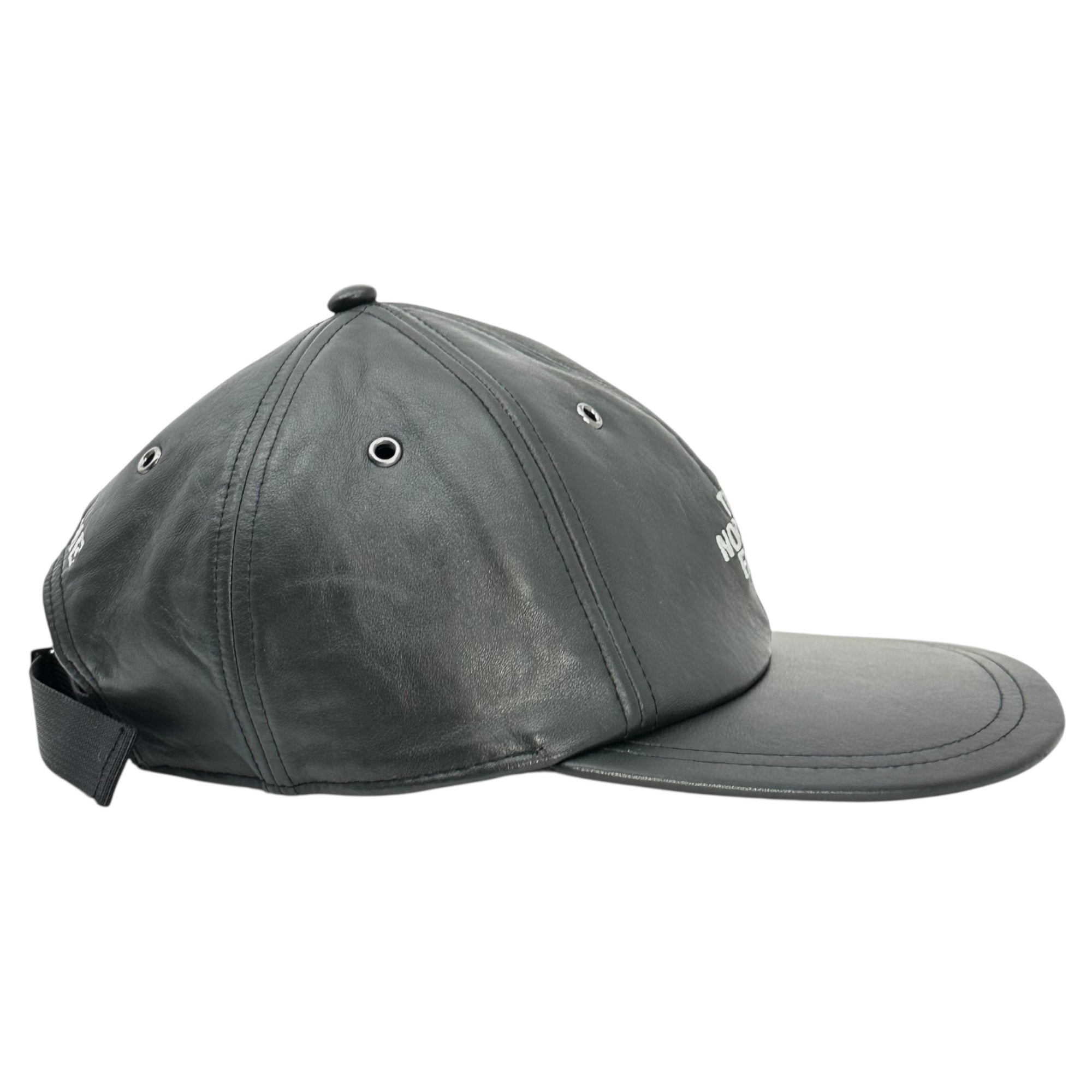 SUPREME×THE NORTH FACE(シュプリーム×ノースフェイス) 18AW Leather 6-Panel Cap レザー 6パネル キャップ NF0A3FG9 ONE ブラック 帽子 本革 コラボ 18FW