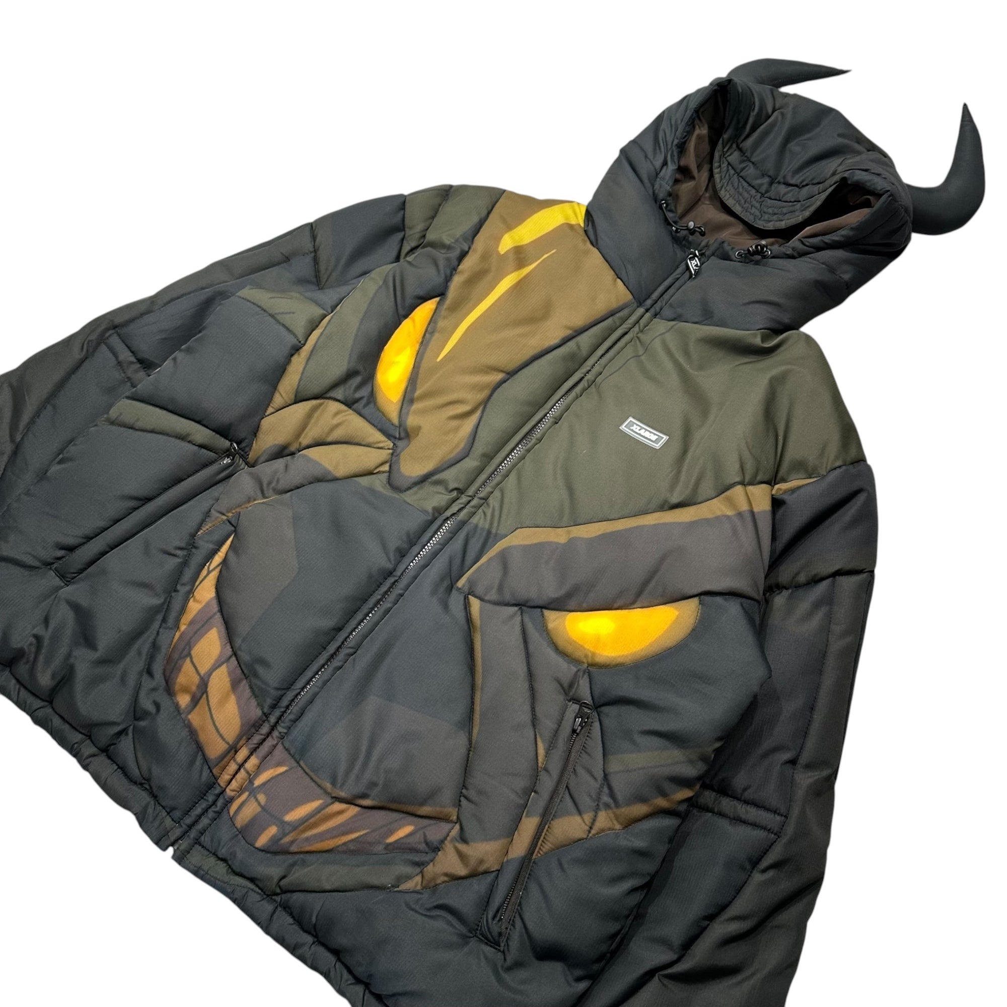 X-LARGE(エクストララージ) 24AW PLUTO PUFFER JACKET フーデッド パフテック ジャケット 101244021016 L カーキ×ブラック 中綿