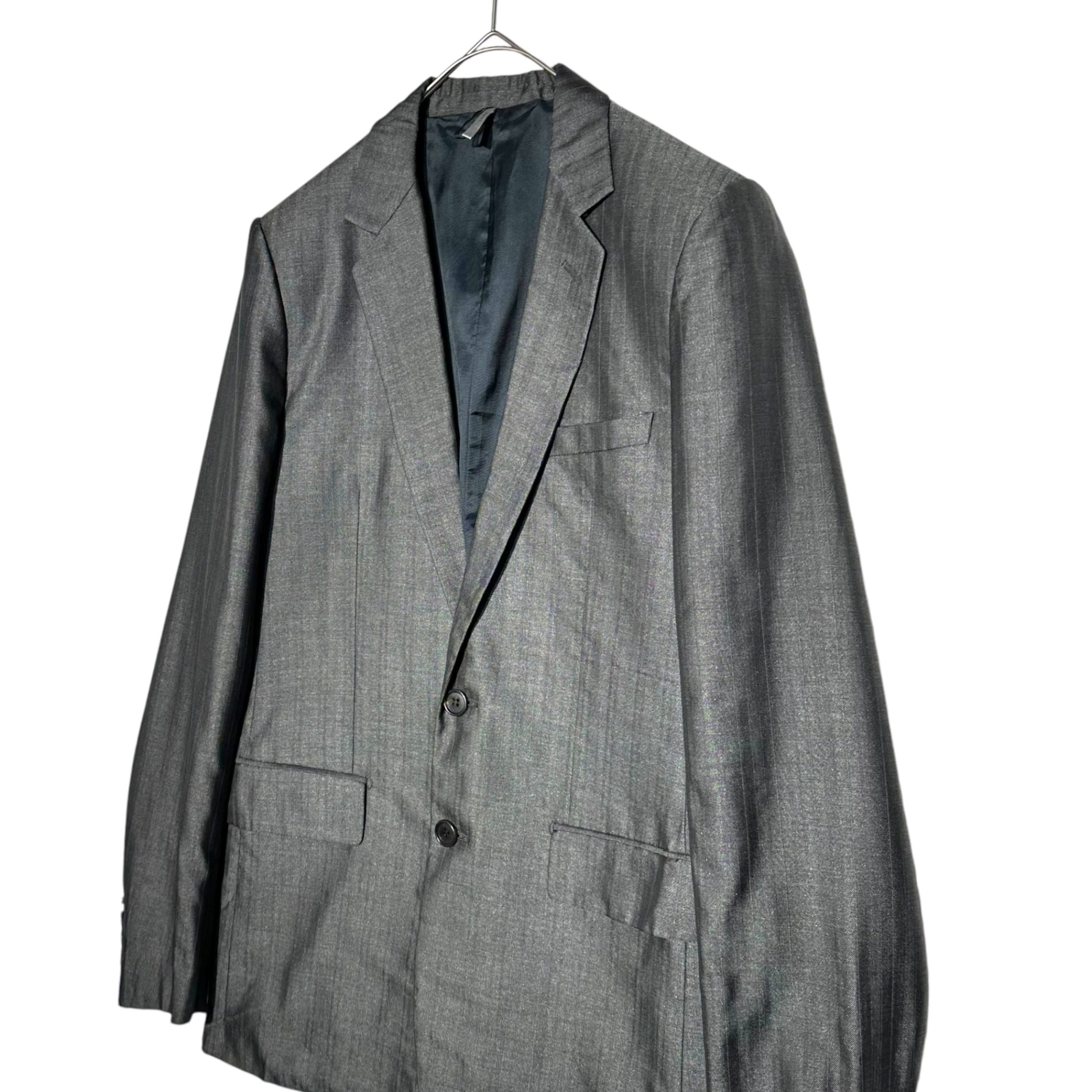 Dior HOMME(ディオールオム) 08AW By Kris Van Assche Silk Wool 2B Jacket クリスヴァン アッシュ期 シルク ウール 2B テーラード ジャケット 8H3I70450718 46 グレー アーカイブ ストライプ