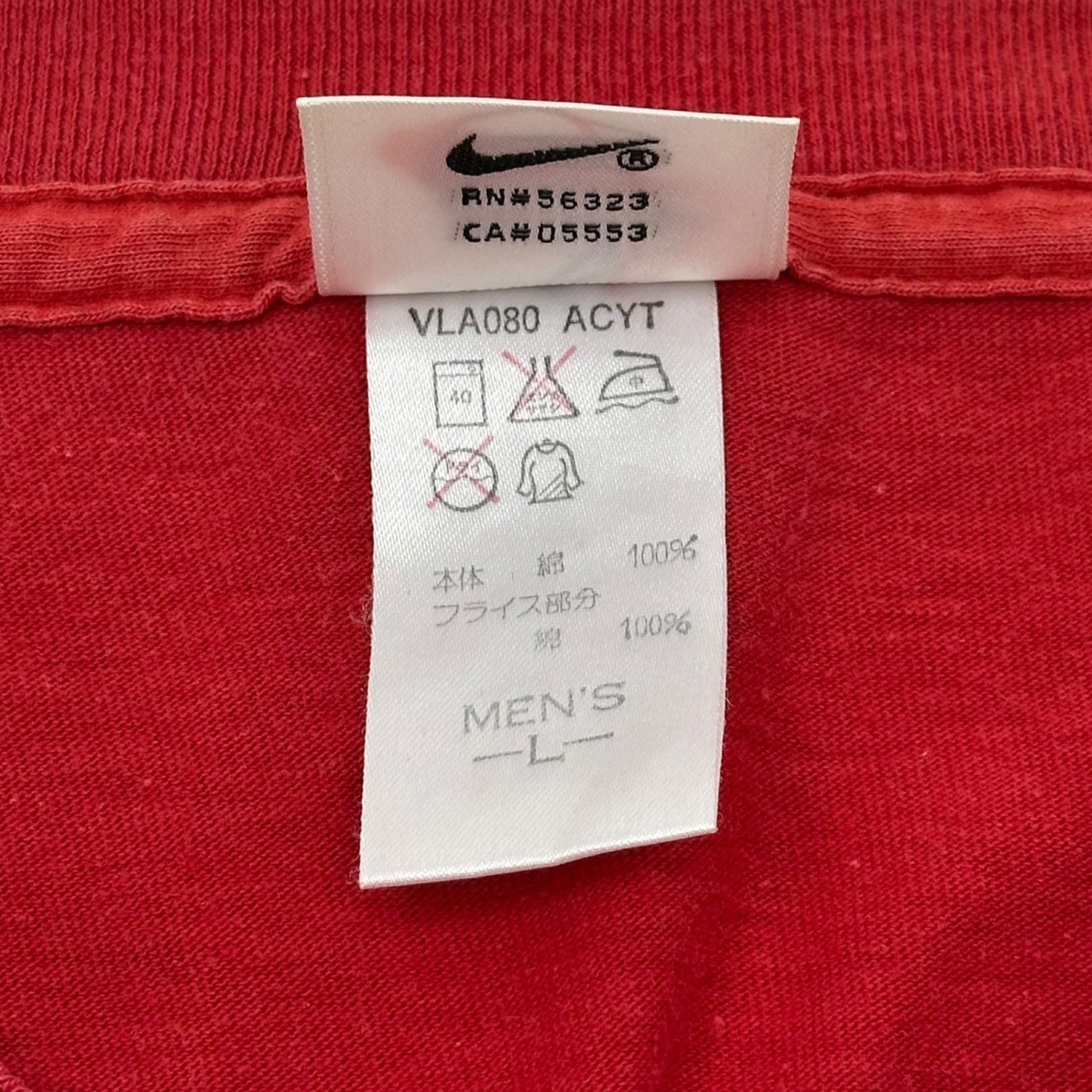 NIKE(ナイキ) 90's Big Swoosh Print L/S T-Shirt ビッグ スウッシュ プリント 長袖 Tシャツ VLA080 ACYT L レッド 90年代 ヴィンテージ 白タグ 刺繍