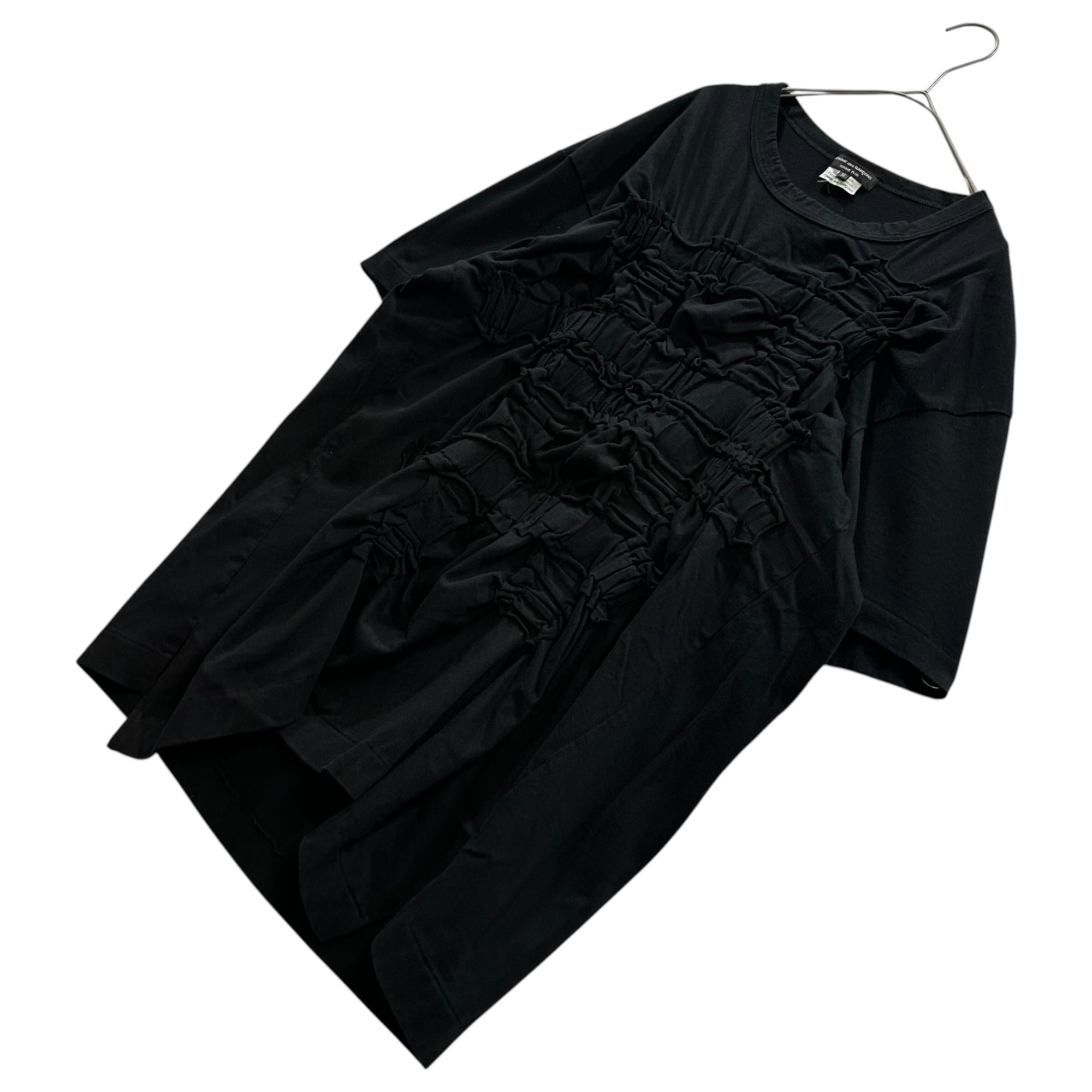 COMME des GARCONS HOMME PLUS(コムデギャルソンオムプリュス) 2019SS Shirred Gathered Oversized T-Shirt シャーリング ギャザー オーバーサイズ Tシャツ PC-T006 M ブラック AD2018