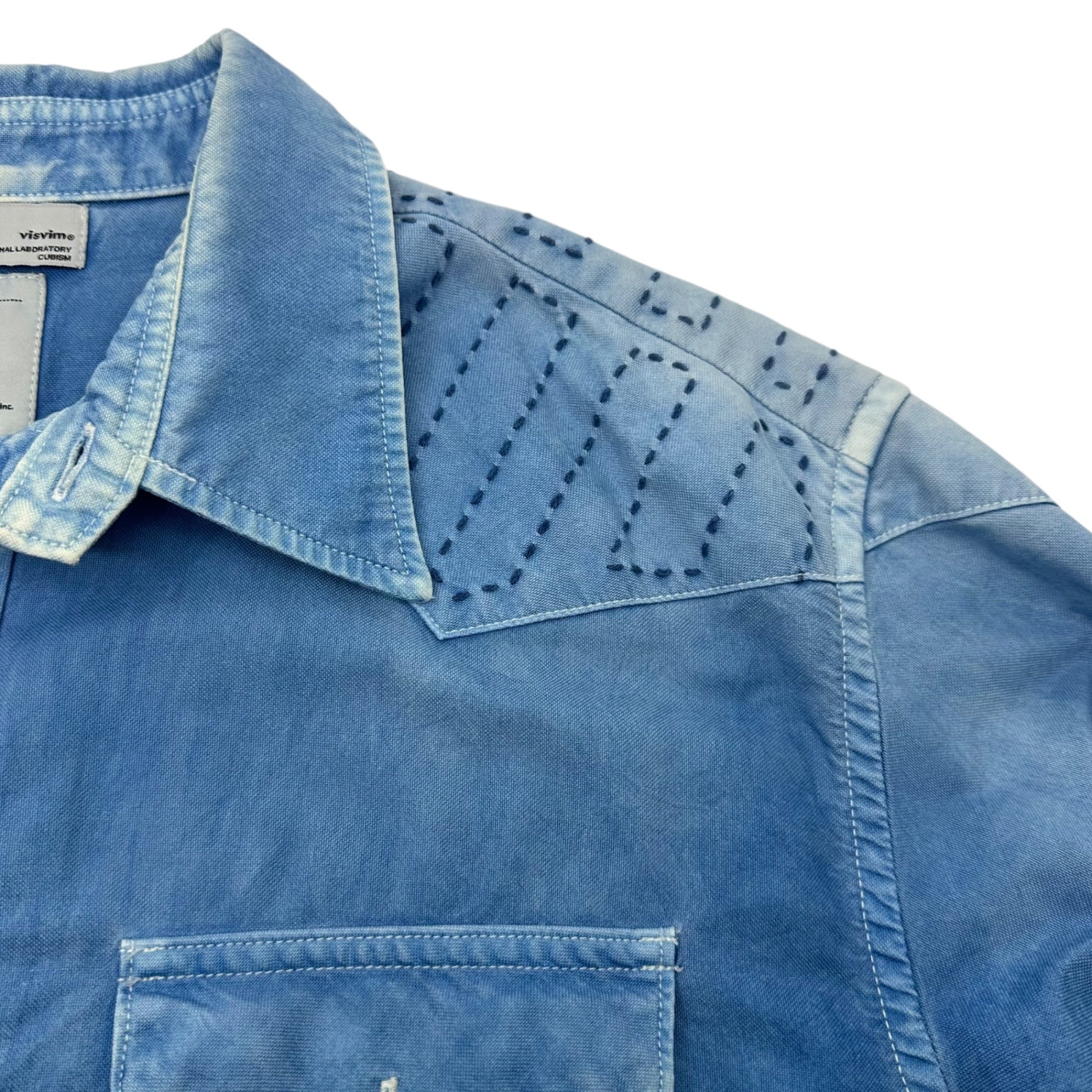 VISVIM(ビズビム/ヴィズヴィム) Sashiko Western Cotton L/S Shirt 刺し子 ウエスタン コットン 長袖 シャツ VS000 919 2 スカイブルー サシコ