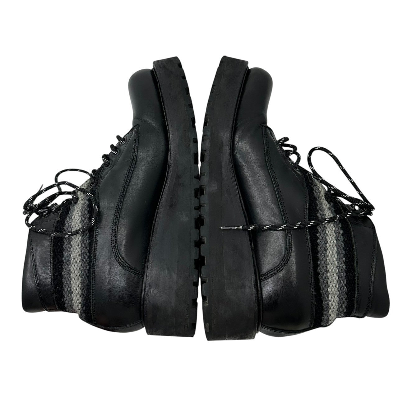 NUMBER (N)INE(ナンバーナイン) 13AW Reissue Fair Isle Pattern Knit Panel Mountain Boots 復刻 フェアアイル柄 ニット 切替 マウンテンブーツ 7(25~25.5cm程度) ブラック×グレー クークスチーム期 復刻アイテム