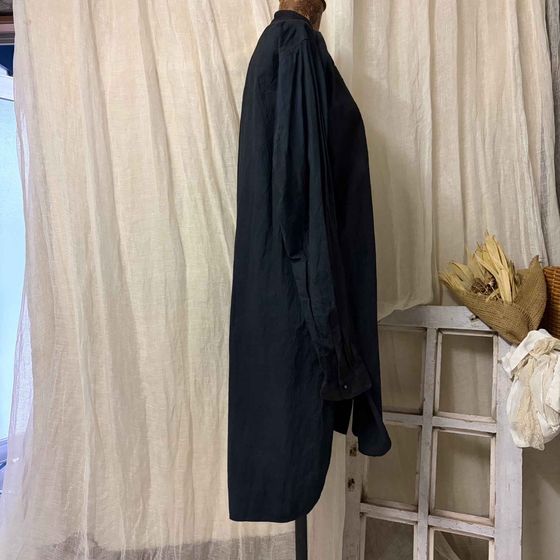 Euro vintage(ヨーロッパヴィンテージ) 40~50's antique smock dress アンティーク スモック ワンピース 40年~50年代 FREE ブラック mB刺繍
