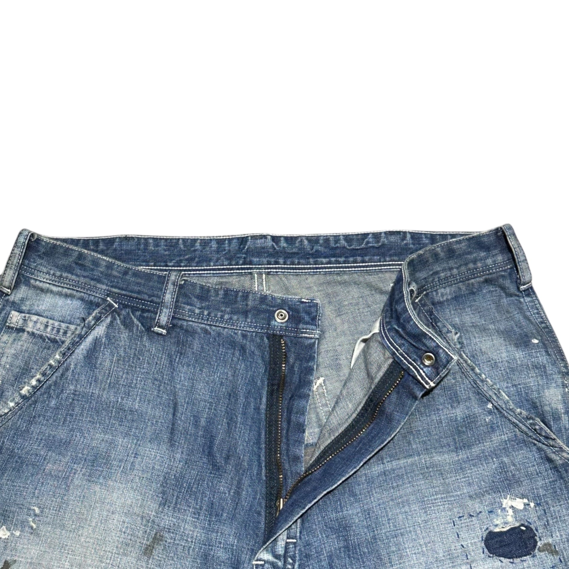 SAINT MICHAEL(セントマイケル) 24SS DENIM PANTS PAINTER BLUE ヴィンテージ加工 ペインター デニム パンツ SM-YS3-0000-051 S ライトインディゴ ダメージ