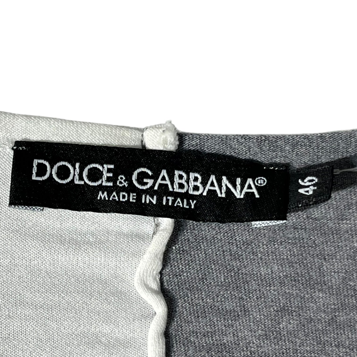 DOLCE&GABBANA(ドルチェ&ガッバーナドルガバ) Logo print reconstruction T-shirt ロゴ プリント 再構築 切替 Tシャツ G8IZ2T G7OKU 46(M程度) ホワイト×グレー