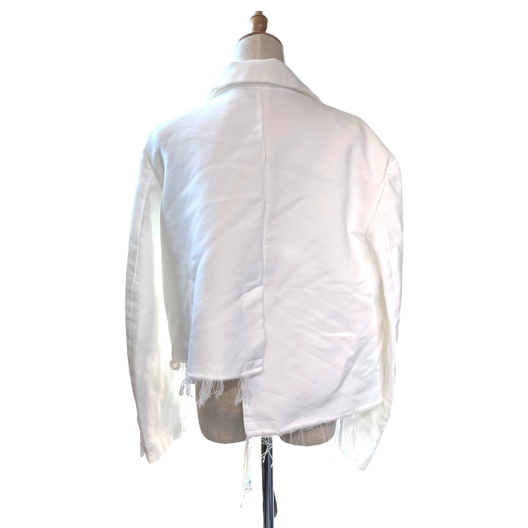 COMME des GARCONS(コムデギャルソン) 23SS Polyester Product Processing Deformation Cut-off Over Jacket ポリエステル 製品加工 変形 カットオフ オーバー ジャケット GK-J029 S ホワイト AD2022 テーラード