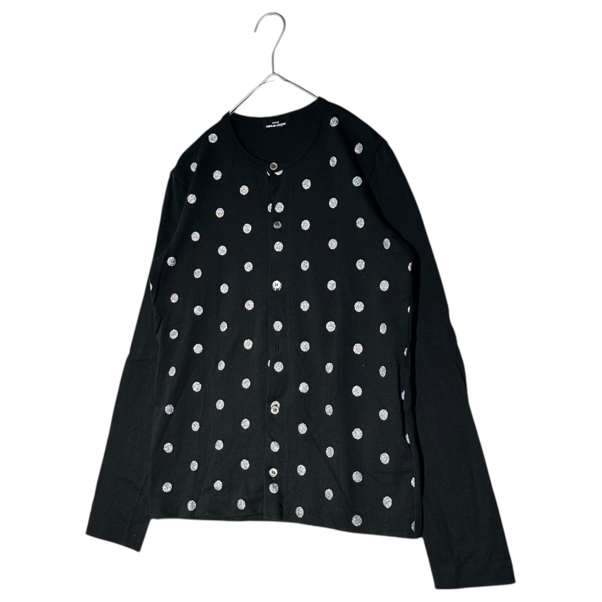 tricot COMME des GARCONS(トリココムデギャルソン) 08SS Silver Dot Cotton Button Cardigan シルバードット コットン ボタン カーディガン TA-T062 FREE ブラック×シルバー AD2007