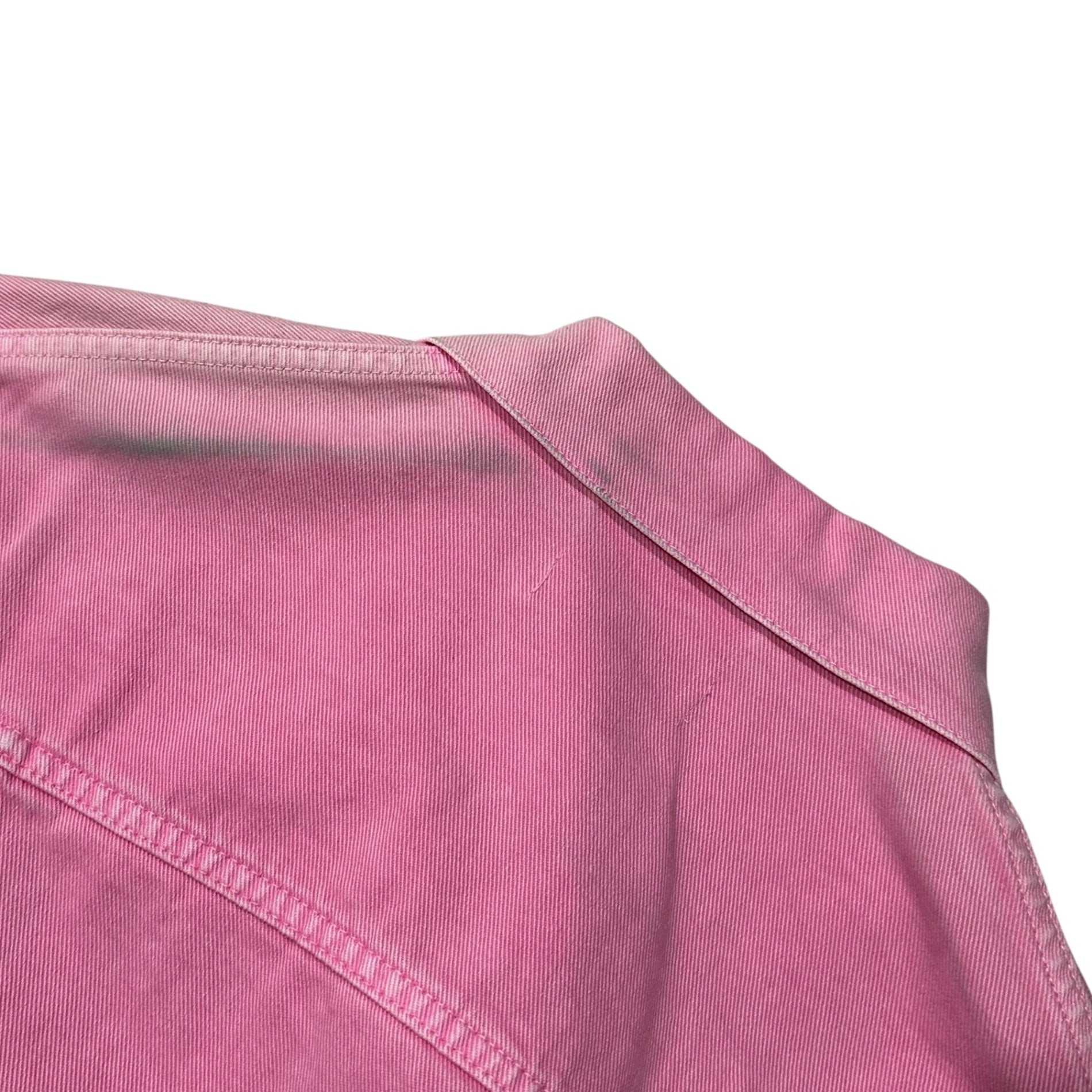 BALENCIAGA(バレンシアガ) 21SS Front Logo Dyed Pink Denim Jacket フロント ロゴ 後染め ピンク デニム ジャケット 594386 TEW37 32 ピンク×ブラック