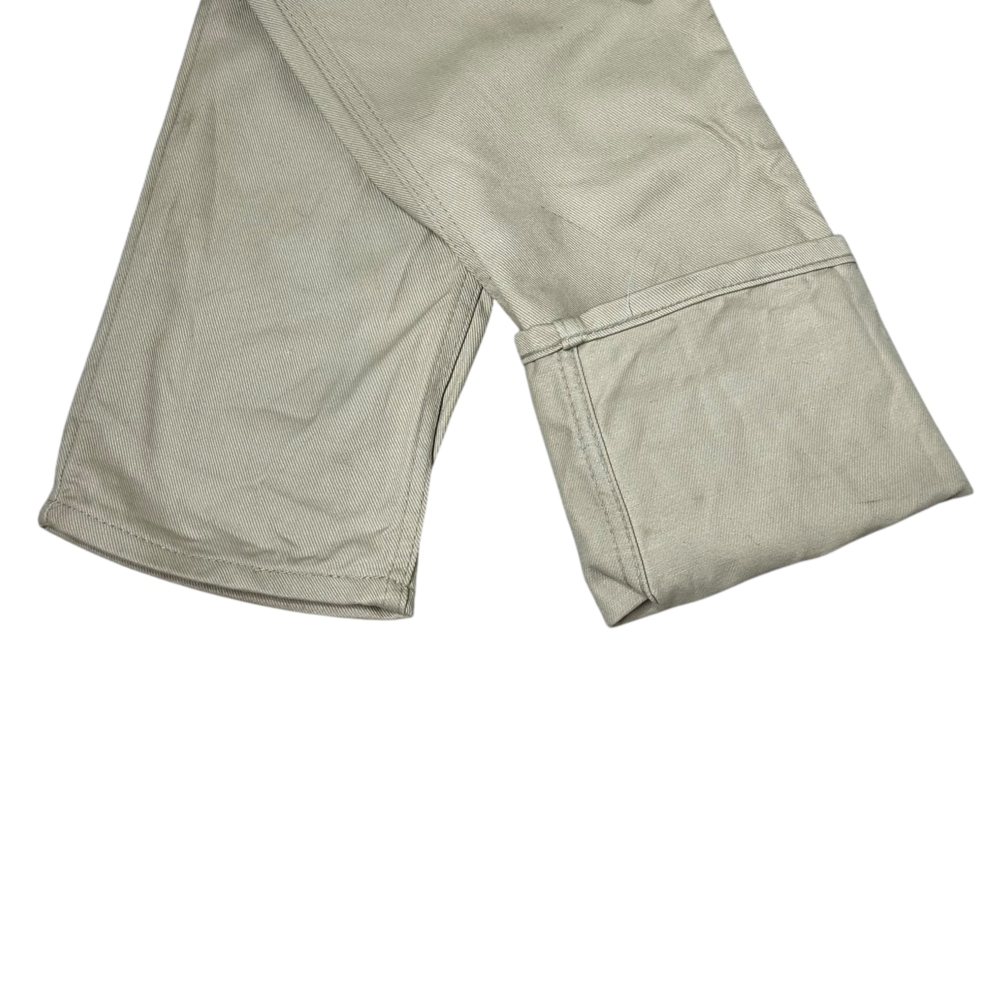 Levi's(リーバイス) 60's~70's 518 BIG E Vintage Cotton Pants ヴィンテージ カツラギ パンツ 実寸72cm(W28程度) ベージュ 裏ボタン10 42TALON 白タブ 70年代