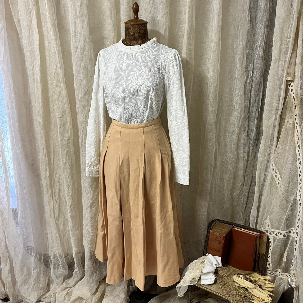 Euro Vintage(ヨーロッパヴィンテージ) cacharel(キャシャレル)_60's~ pale tone wool flare skirt/ペールトーンウールフレアスカート 36(Sサイズ程度) ピンク