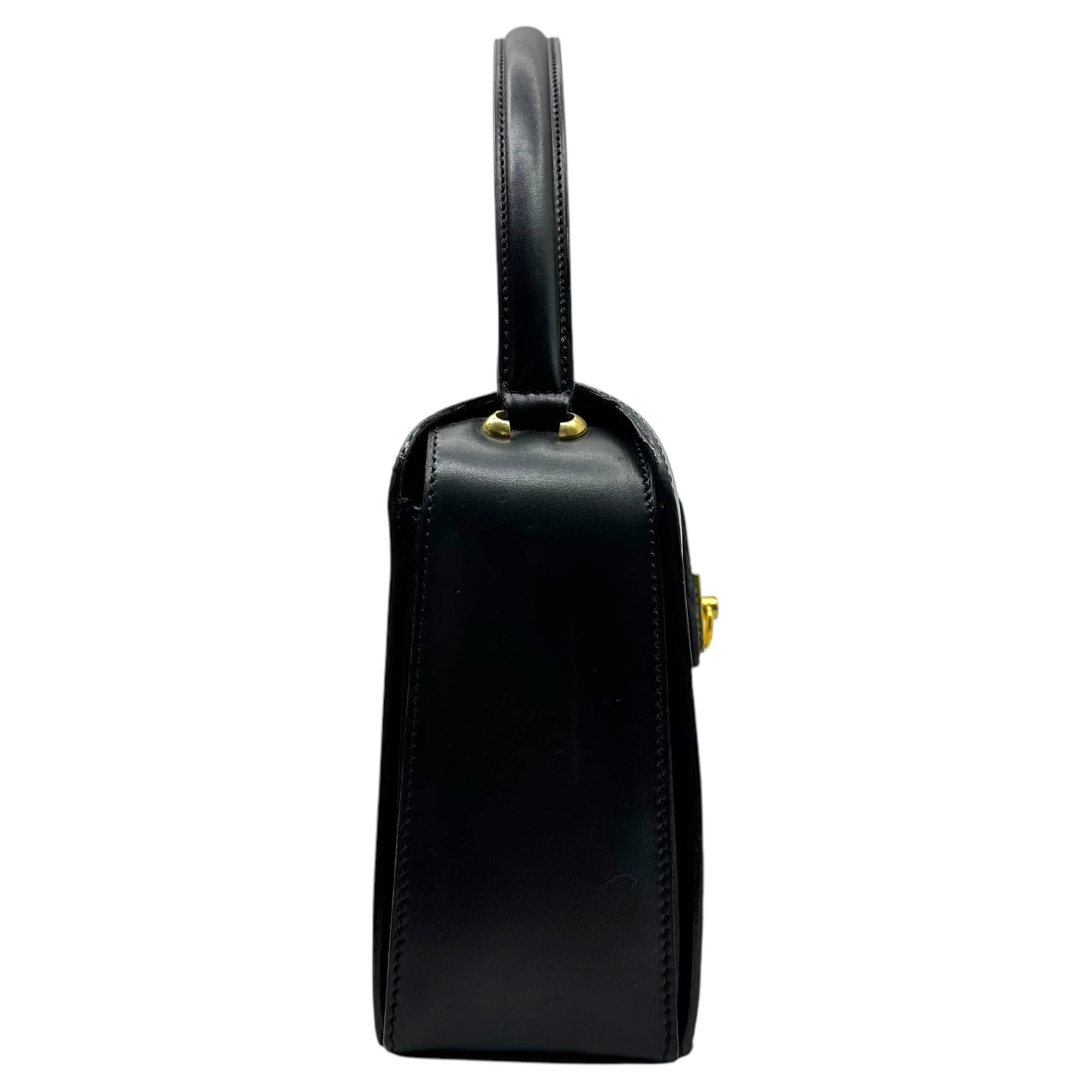 CELINE(セリーヌ) Vintage gold hardware leather handbag ヴィンテージ ゴールド 金具 レザー ハンド バッグ F01 ブラック OLD 金