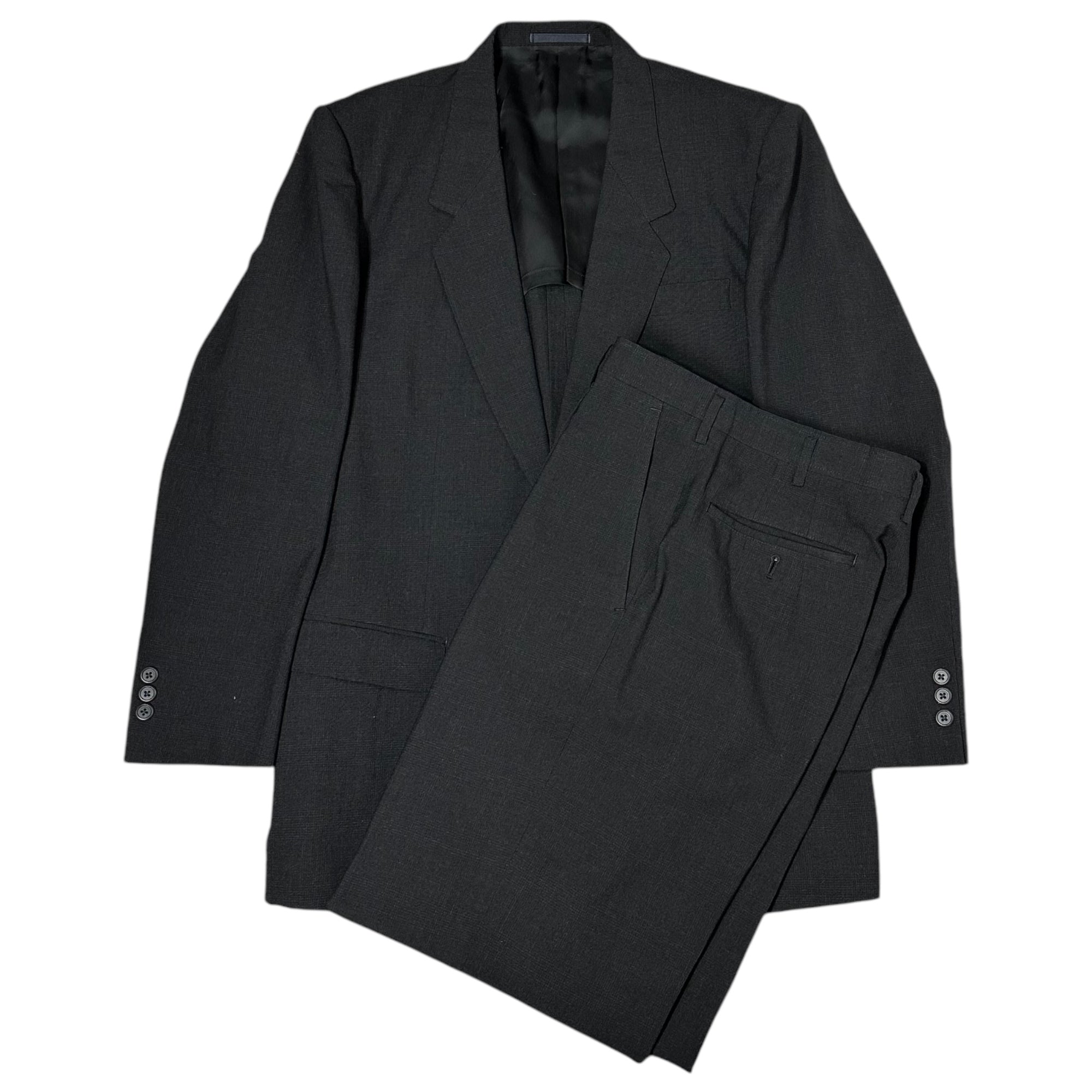 Y's for men(ワイズフォーメン) 80's 2B SET UP JACKET PANTS 80年代 2ボタン セットアップ ジャケット パンツ スーツ M ブラック