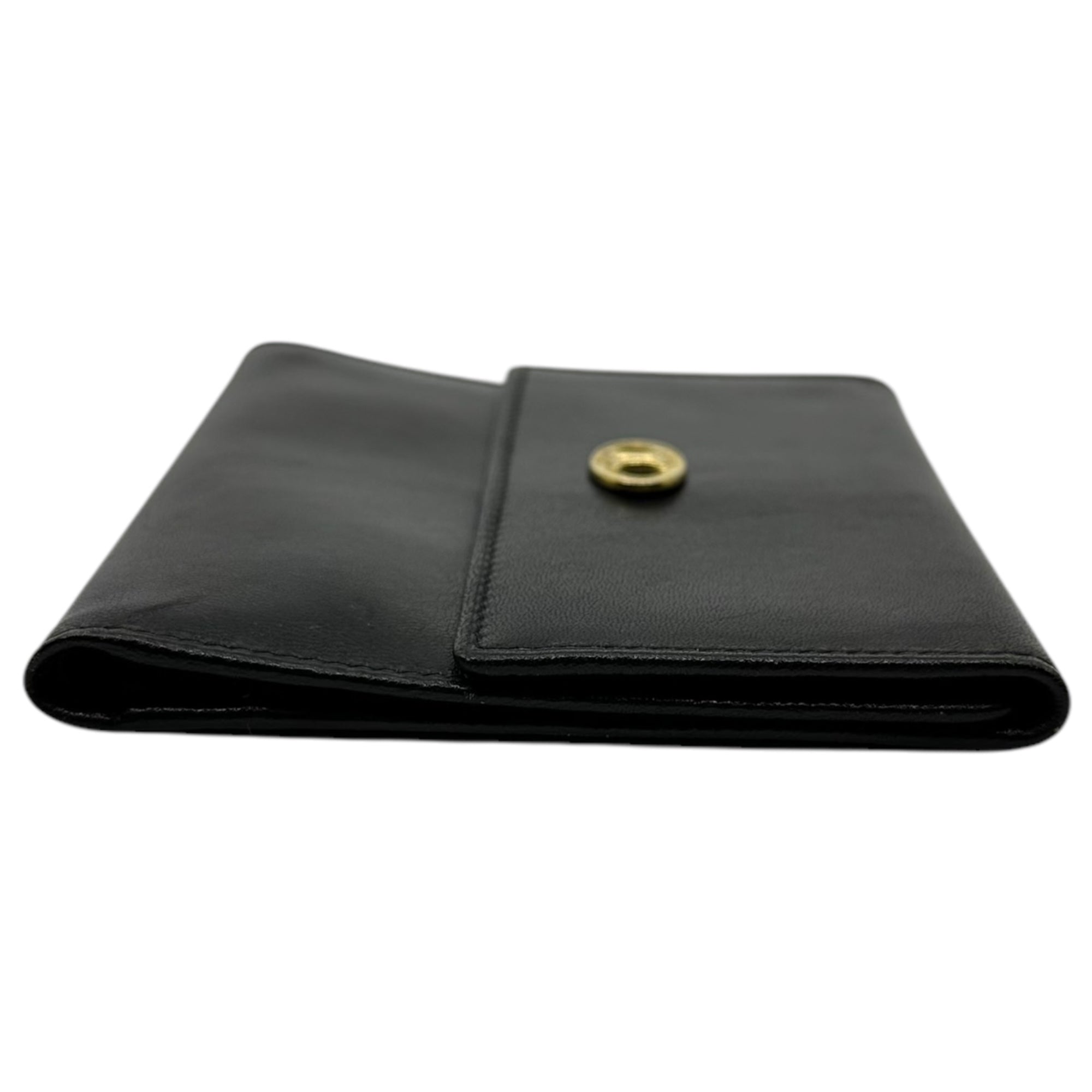 CELINE(セリーヌ) Vintage Trionf logo leather wallet ヴィンテージ トリオンフ ロゴ 金具 レザー 3つ折り 財布 M02 ブラック コンパクト ミニ OLD