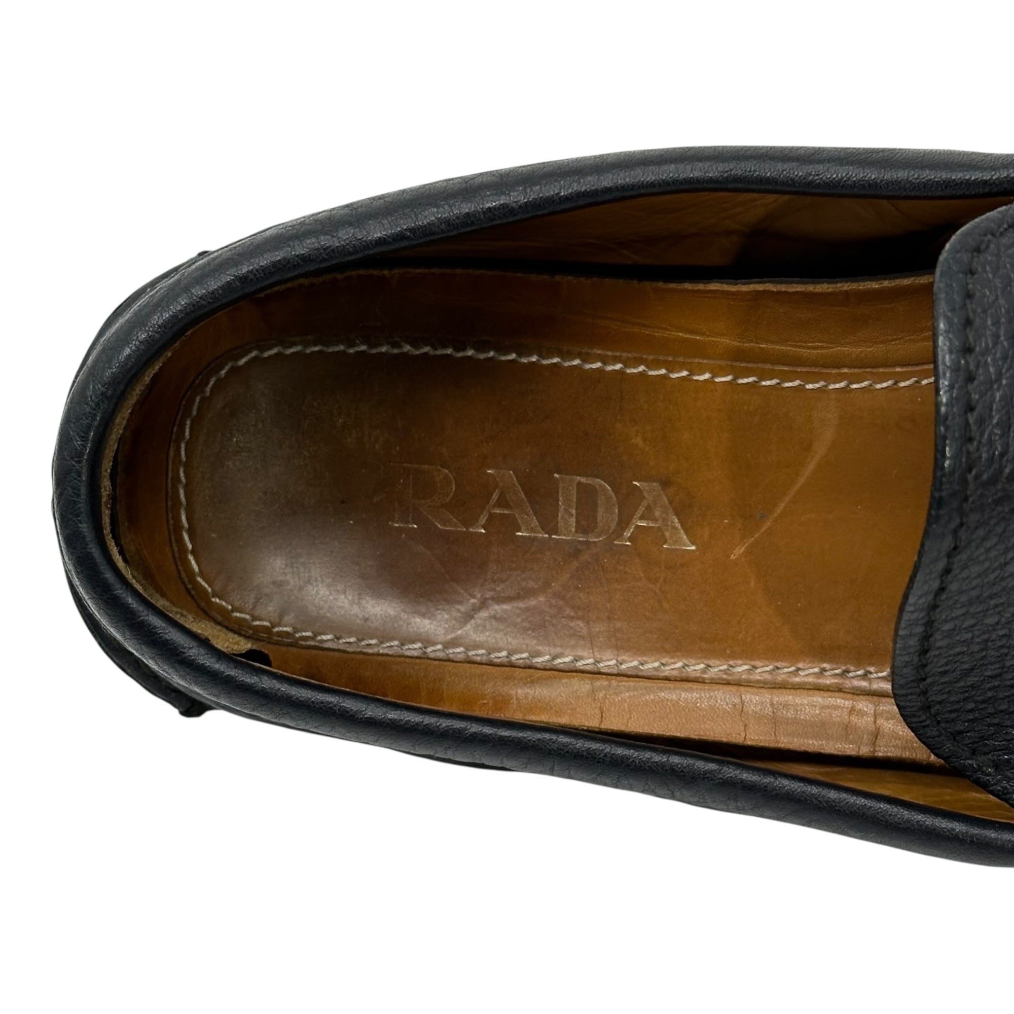 PRADA(プラダ) Emblem Logo Leather Driving Shoes エンブレム ロゴ レザー ドライビング シューズ 2170 7 1/2 2D(26.5cm程度) ダークネイビー ローファー