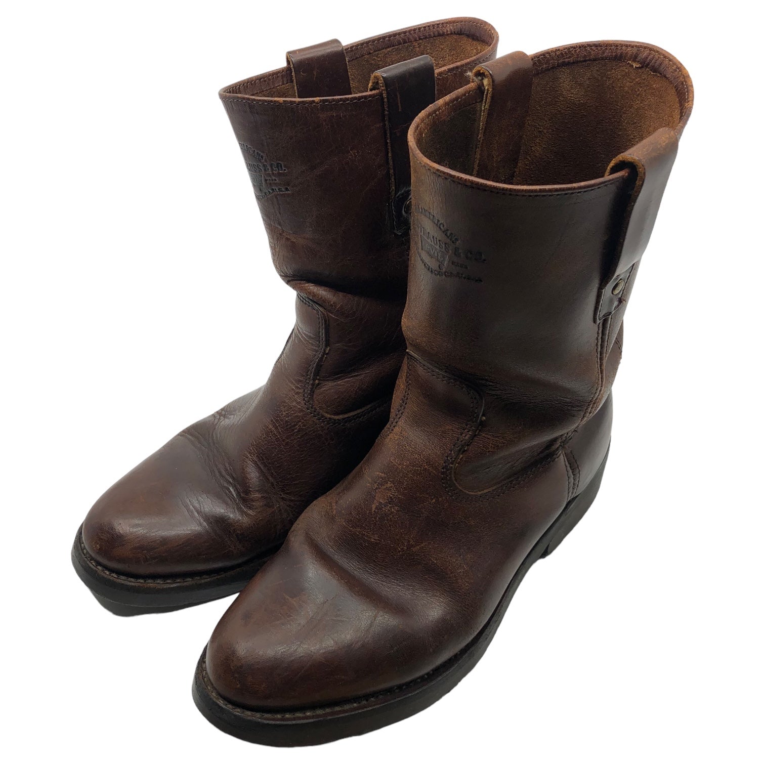 Levi's(リーバイス) 70's ~ vintage western boots ヴィンテージ ウエスタン ブーツ 表記消え(25cm程度) ブラウン ヴィンテージ ロゴ タブ