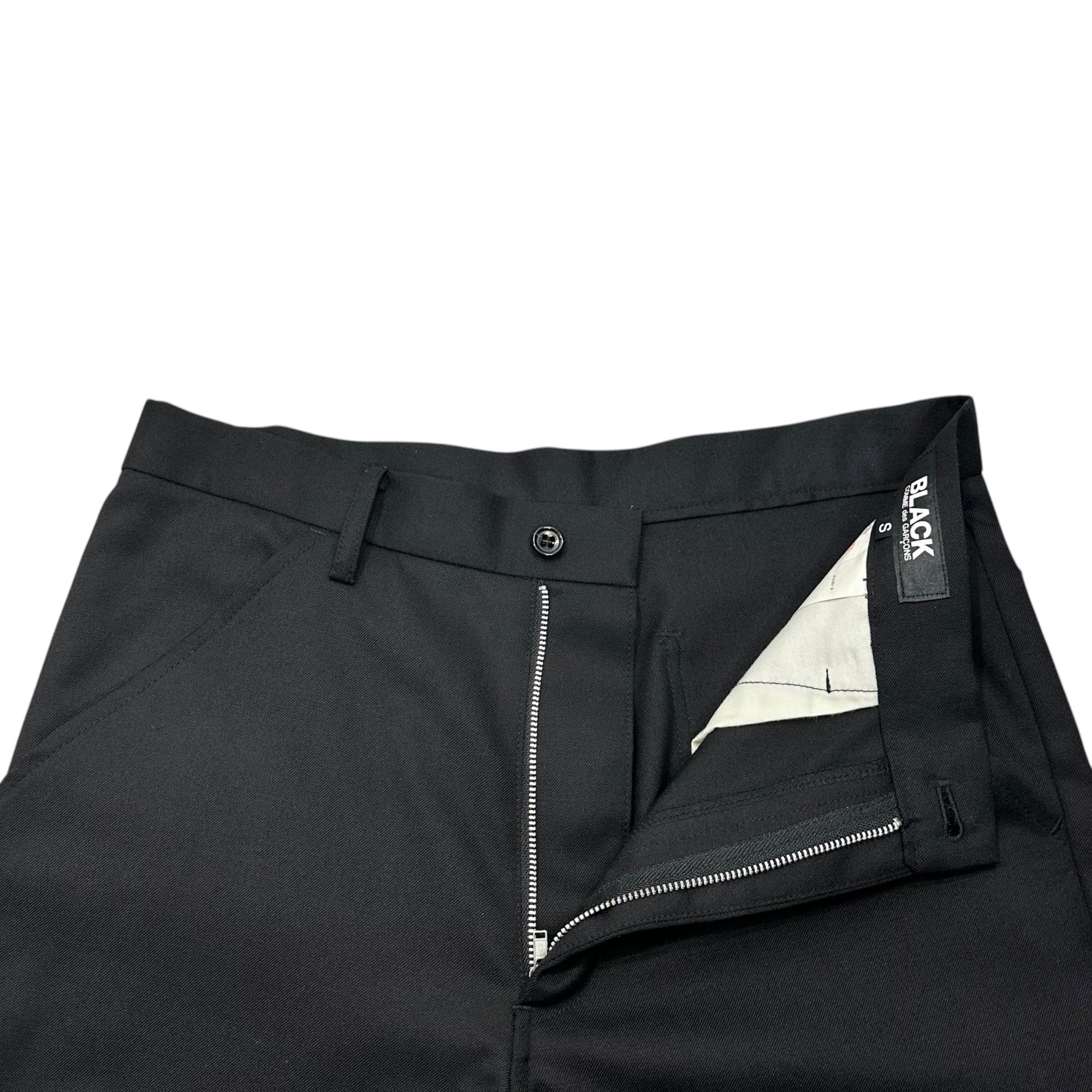 BLACK COMME des GARCONS(ブラックコムデギャルソン) 13SS Wool Straight-Leg Cropped Trousers ウール ストレート クロップド スラックス パンツ 1K-P002 S ブラック AD2012 男性着用可能