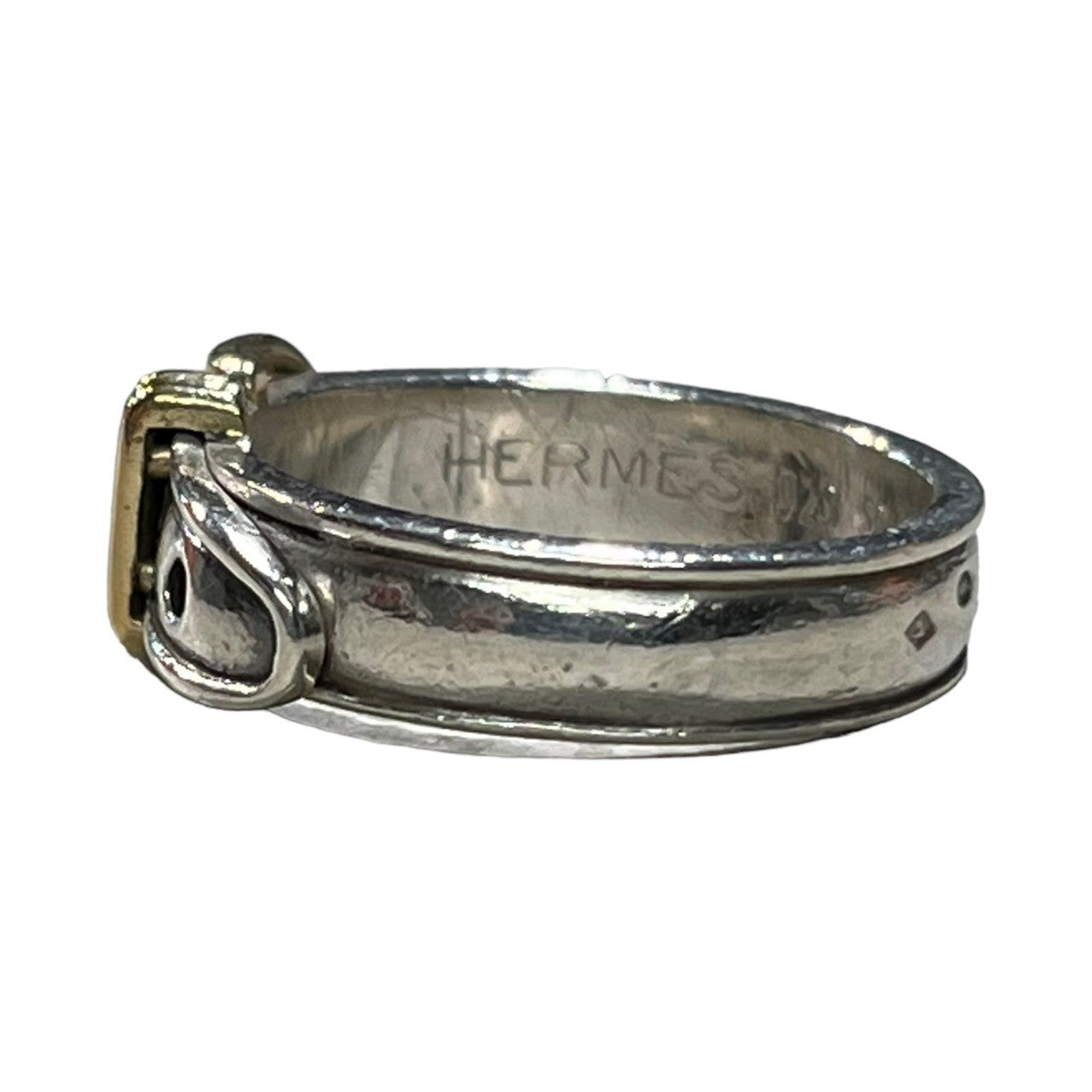 HERMES(エルメス) sun tulle belt ring サンチュールベルト リング 53(13号程度) シルバー×ゴールド コンビ 箱・ケース付属 silver 925