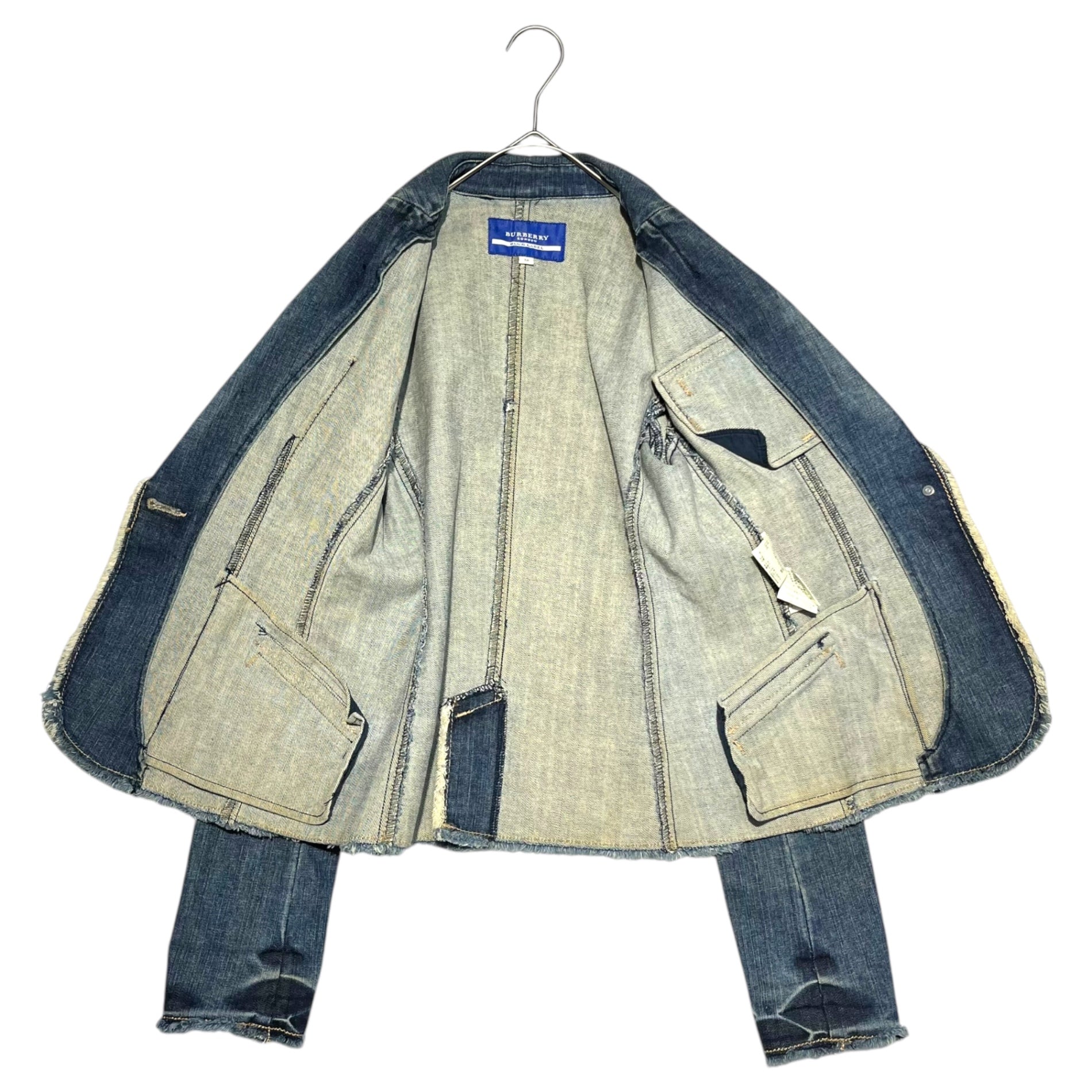 BURBERRY BLUE LABEL(バーバリーブルーレーベル) Denim 1B Tailored Jacket デニム 1B テーラード ジャケット FC536-467-30 38(M程度) インディゴ ブレザー