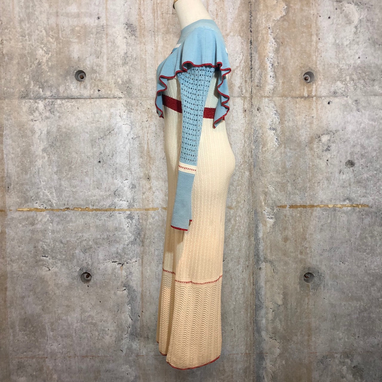 mame kurogouchi(マメクロゴウチ) 18SS mame Nostalgic Pattern Knit Dress/ワンピース/ドレス MM18SS-KN040 1 ブルー