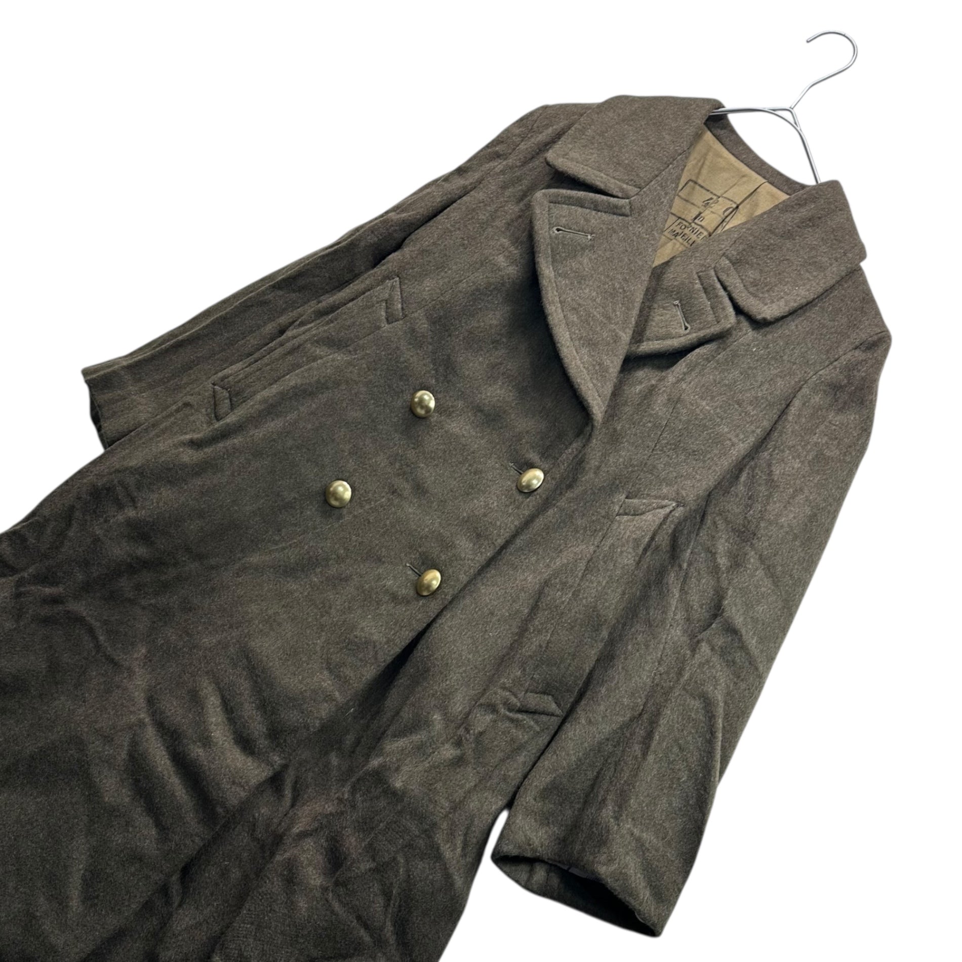 FRENCH MILITARY(フランス軍) 50's~ Vintage Officer Wool Long Coat ヴィンテージ オフィサー ウール ロング コート 42 オリーブ 推定50年代 メルトン