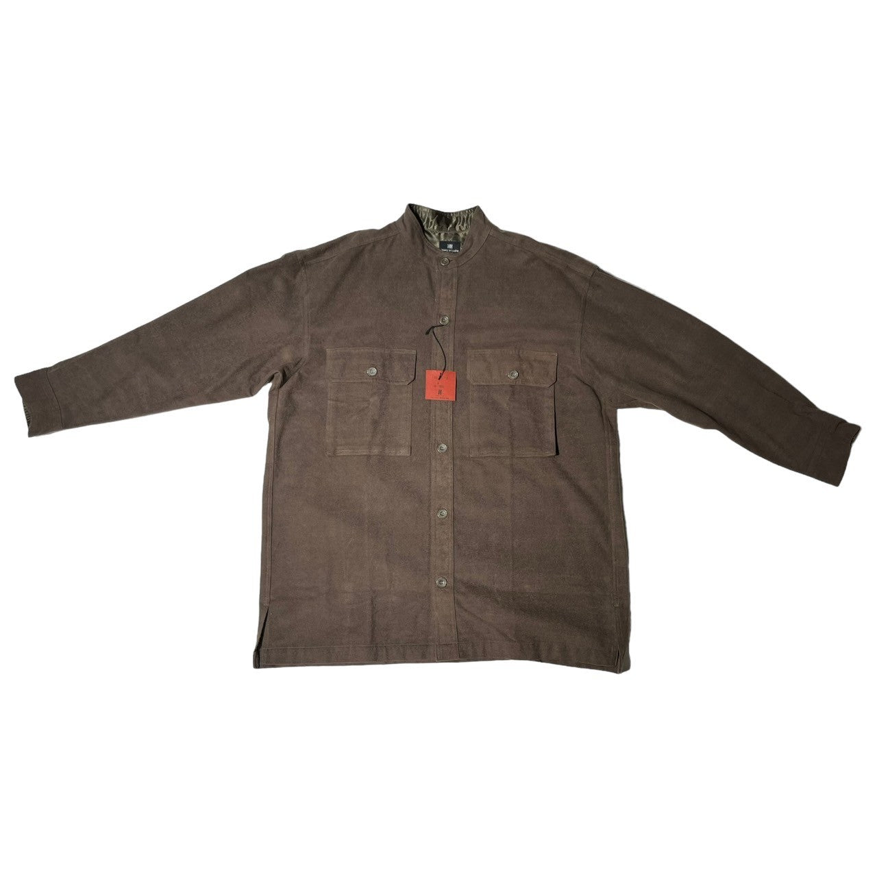 ISSEY MIYAKE(イッセイミヤケ) 80's ~ 90's Heavyweight cotton band collar flannel shirt ヘビー ウェイト バンドカラー コットン フランネル シャツ ハミルトン社製 I61733-B M ブラウン イッセイミヤケ