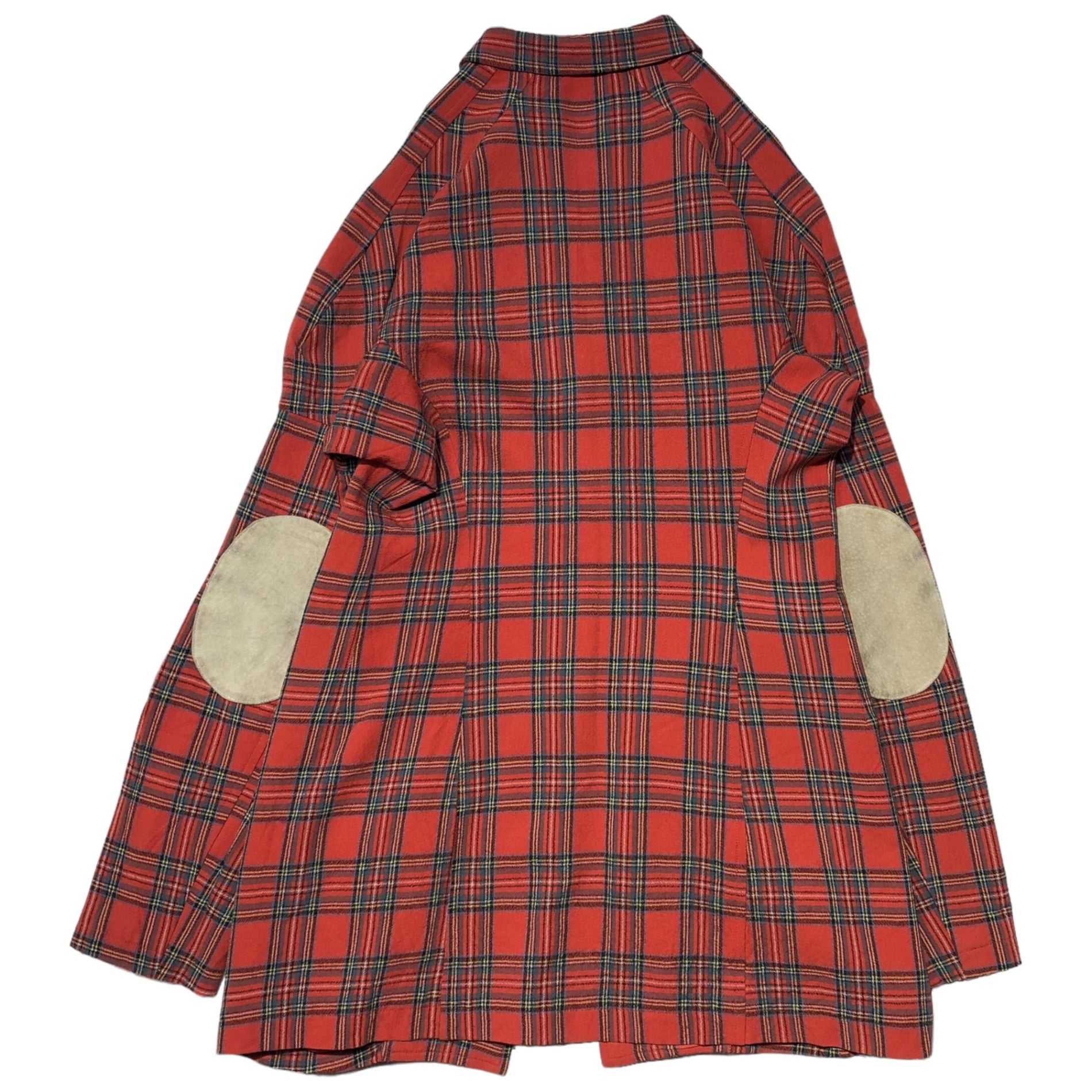Y's(ワイズ) 90's Wool tartan check elbow patch half coat ウール タータンチェック エルボーパッチ ハーフコート 90年代 YW-J53-173 FREE レッド×グリーン
