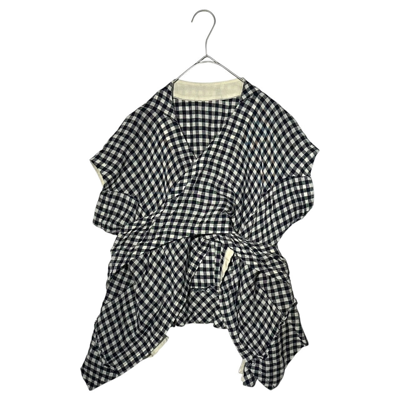 tricot COMME des GARCONS(トリココムデギャルソン) 17SS Gingham Check Linen Blend Back Open Sleeveless Blouse ギンガム チェック リネン ミックス バックオープン ノースリーブ ブラウス TS-B021 M ネイビー×ホワイト AD2016