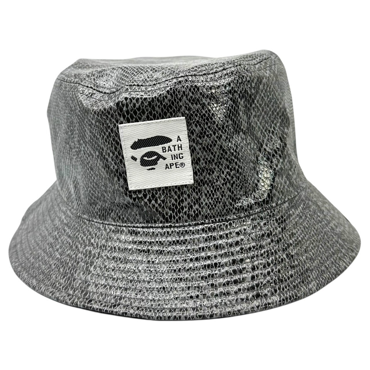 A BATHING APE(アベイシングエイプ) Logo Python Pattern Reversible Bucket Hat ロゴ パイソン柄 リバーシブル バケット ハット 001HTI801001M グレー×ブラック