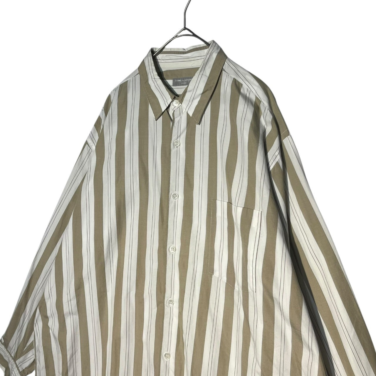 COMME des GARCONS HOMME(コムデギャルソンオム) 80~90's Big silhouette cotton striped shirt ビッグシルエット コットン ストライプ シャツ 川久保玲 本人期 HB-026300 FREE ベージュ×ホワイト AD1989