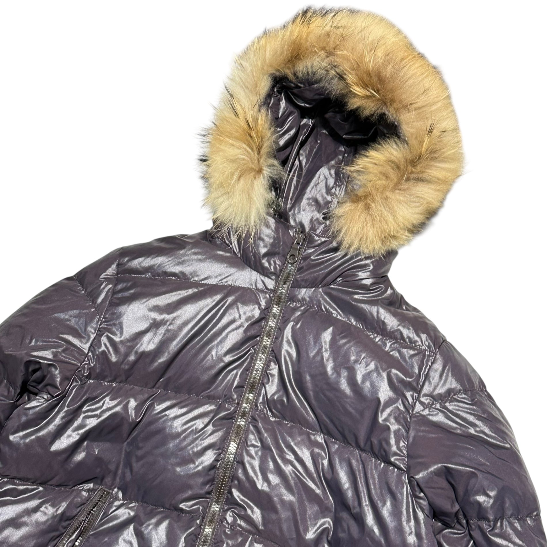 DUVETICA(デュベティカ) Fur-trimmed Hooded Down Jacket ファー装飾 フーデッド ダウン ジャケット 48(M程度) パープル 海外購入品