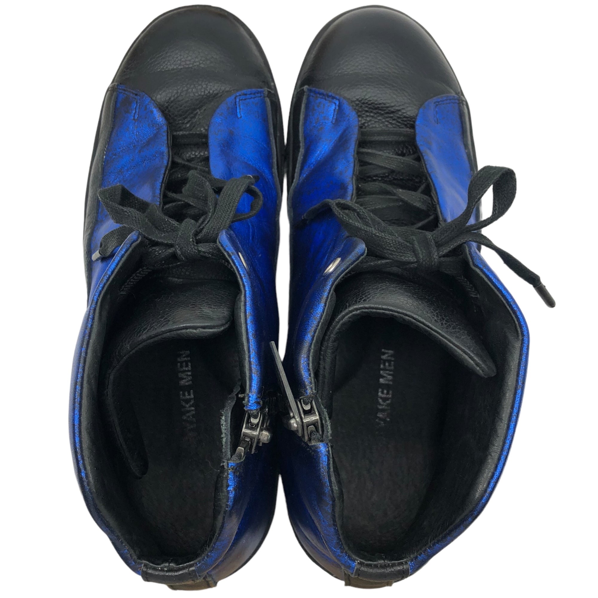ISSEY MIYAKE MEN(イッセイミヤケメン) Lame coated leather high-cut sneakers ラメ コーティング ハイカット スニーカー ME51/56AJ004 5(28cm程度) ブラック×ブルー