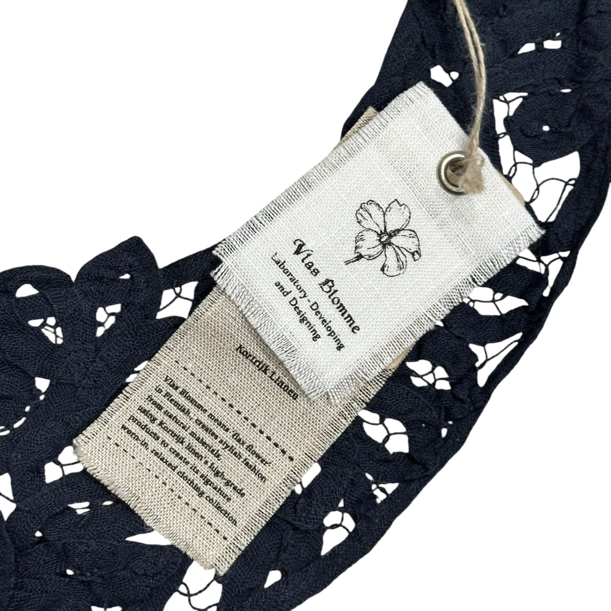 Vlas Blomme(ヴラスブラム) Detachable collar Botanical dye つけ襟 ボタニカルダイ ダークネイビー