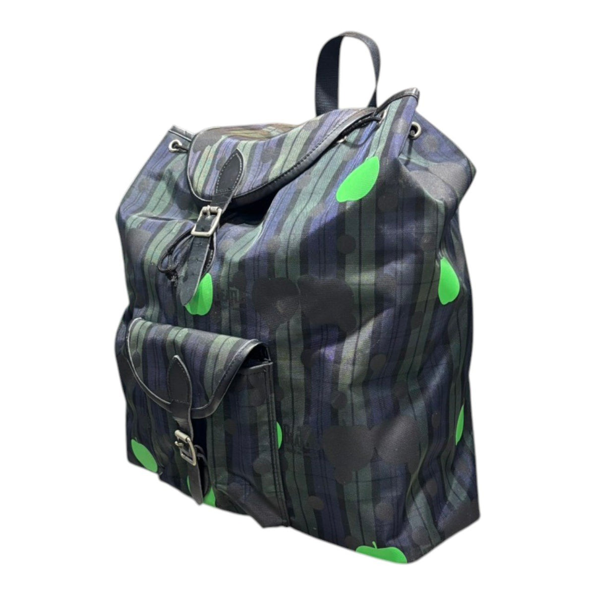 THE BEATLES COMME des GARCONS(ザビートルズコムデギャルソン) The Beatles Green Apple & Check Daypack ザ ビートルズ グリーンアップル & チェック デイパック グリーン×ネイビー