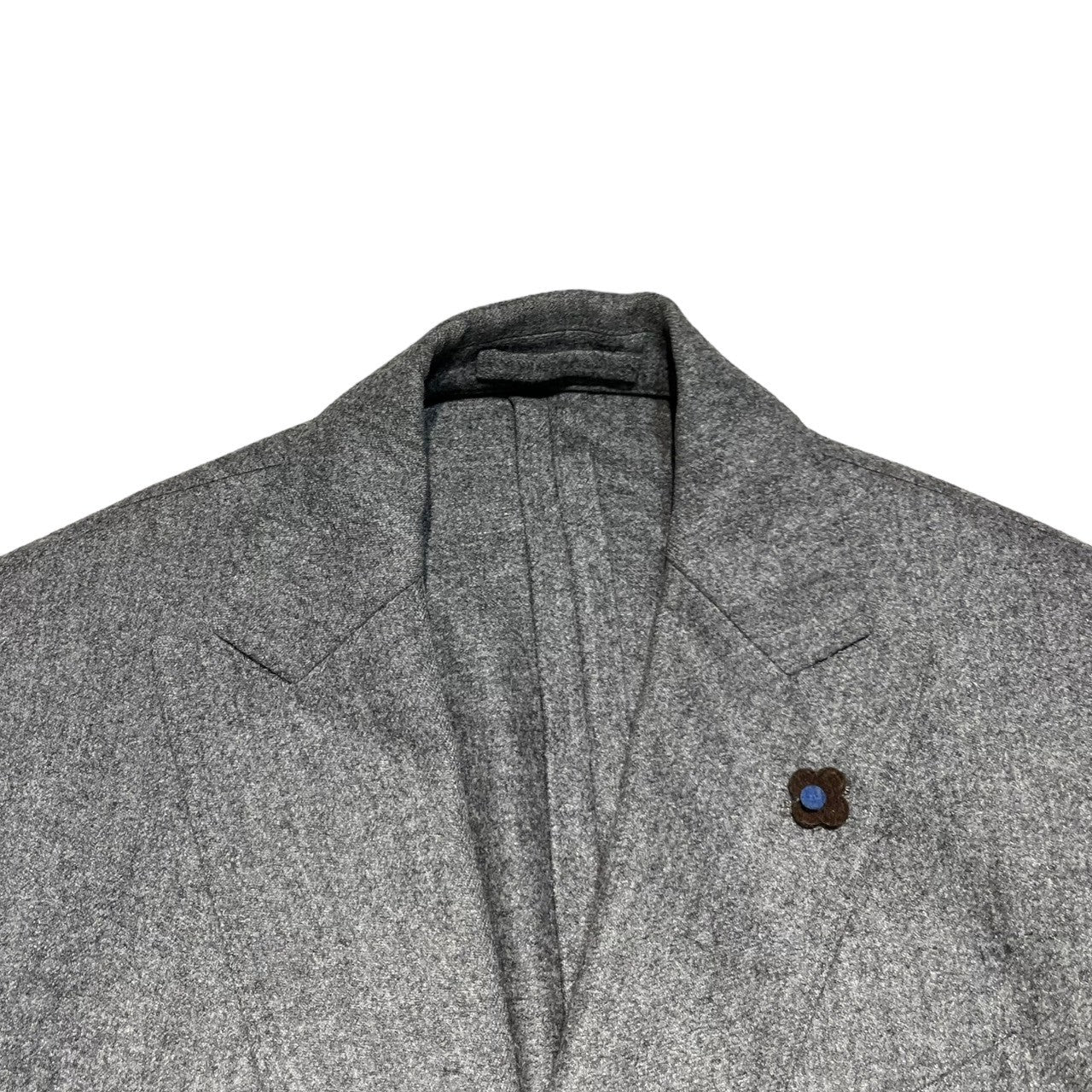 LARDINI(ラルディーニ) DOUBLE BREAST WOOL TAILORED JACKET ダブル ブレスト ウール テーラード ジャケット 48(L程度) グレー ドレス スーツ ブートニエール付き