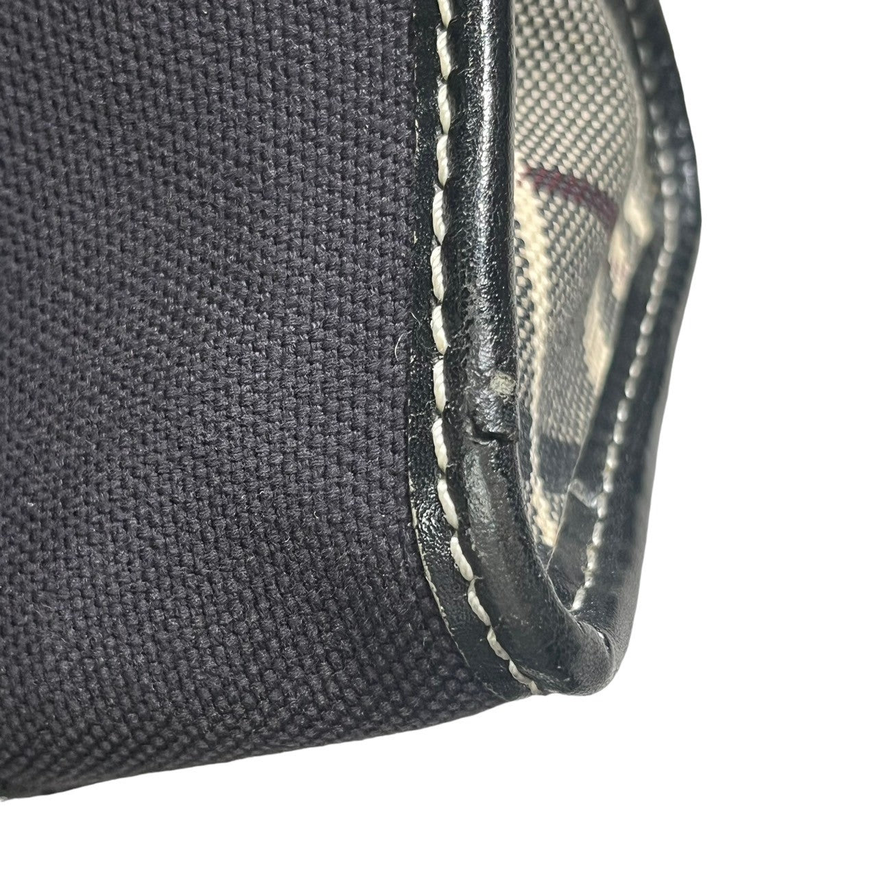 BURBERRY BLUE LABEL(バーバリーブルーレーベル) サイド ノバチェック キャンバス レザー ハンド バッグ ZA440-635-09 ネイビー×ブラック×ベージュ トート 鞄