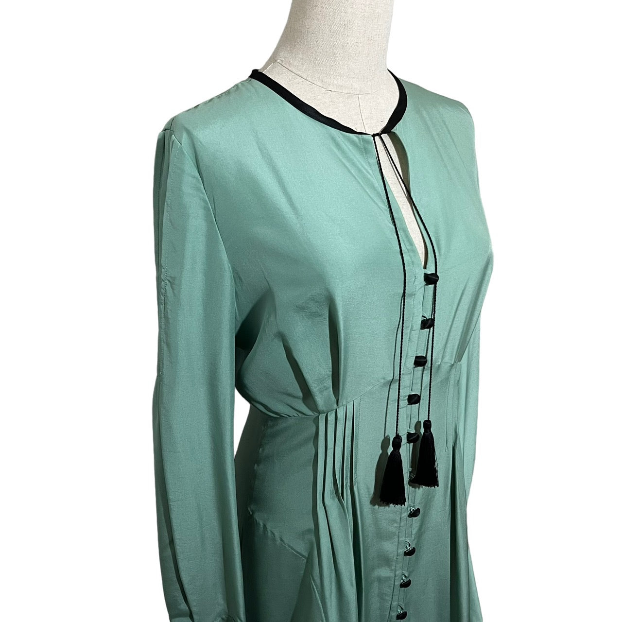 mame kurogouchi(マメクロゴウチ) 18AW A-Line Silk Dress/Aラインシルクドレス/ワンピース MM18AW-DR071 2(Mサイズ程度) グリーン