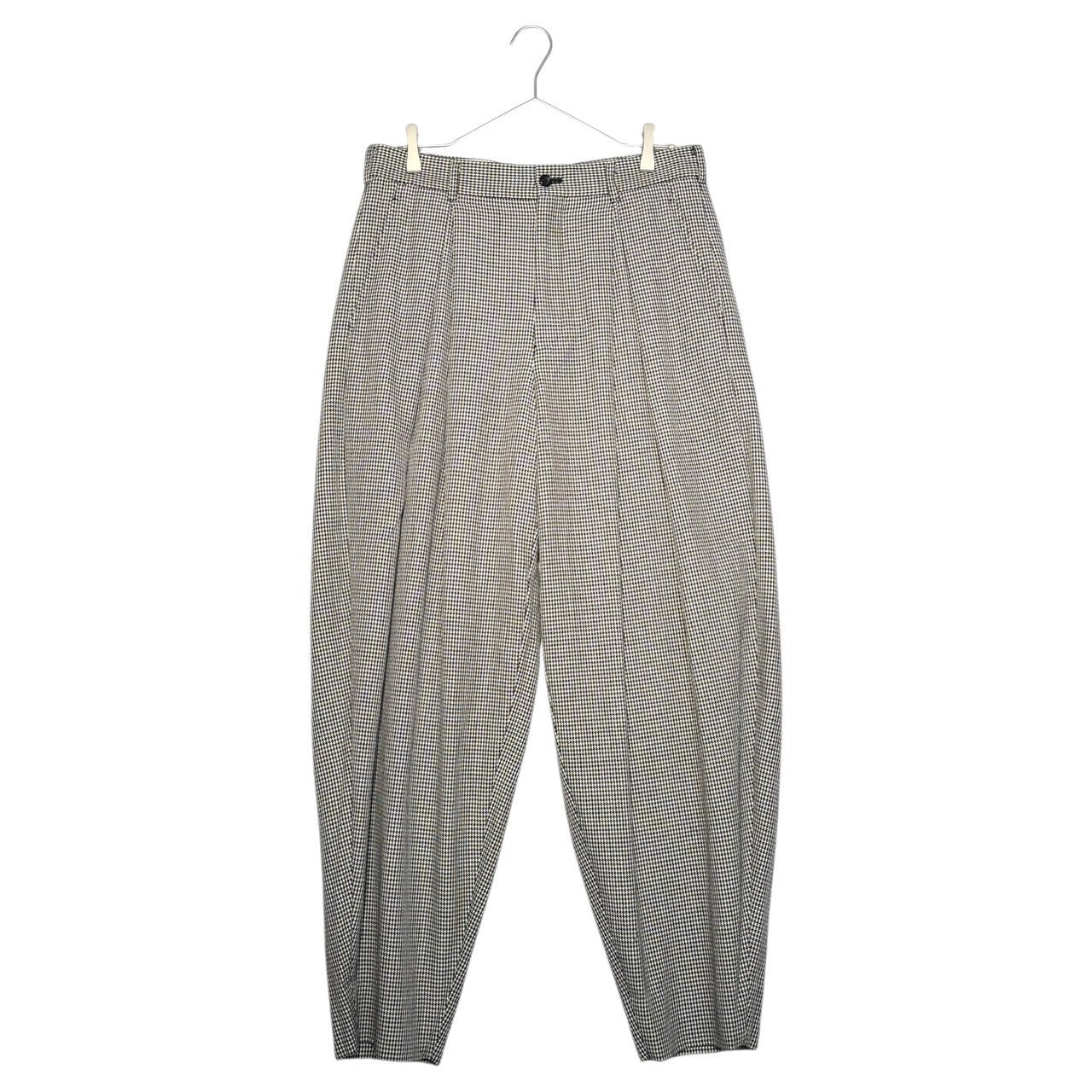 COMME des GARCONS HOMME PLUS(コムデギャルソンオムプリュス) 21AW DARKROOM期 Houndstooth pattern wide tuck tapered pants 千鳥柄 ワイド タック テーパード パンツ PH-P032 M グレー AD2021
