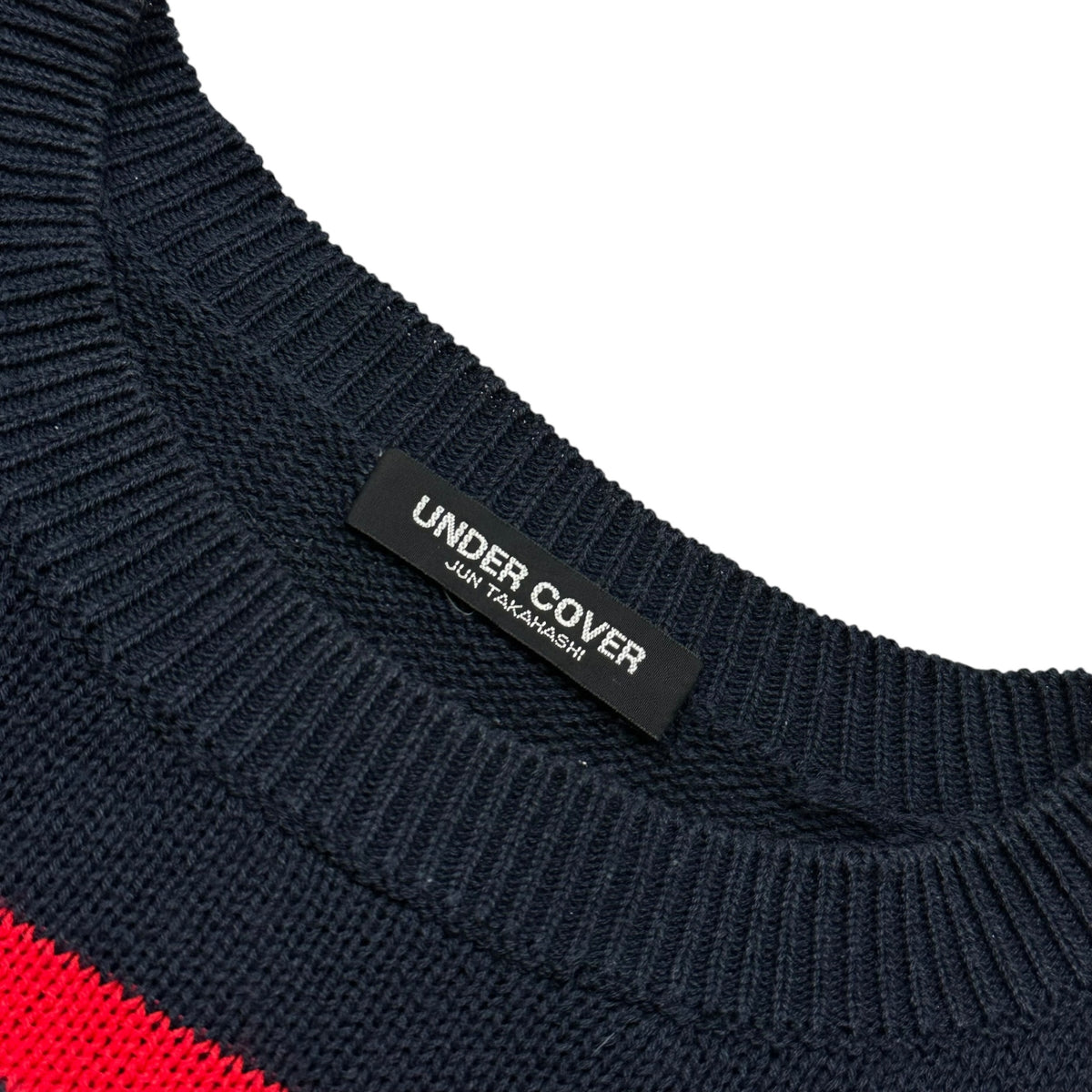 UNDERCOVER(アンダーカバー) 1997SS ”ELEPHANT” Nordic cotton-mix knit ノルディック コットン ミックス ニット UC-7S-KN-01 ネイビー×レッド ELEPHANT期 90's 90年代