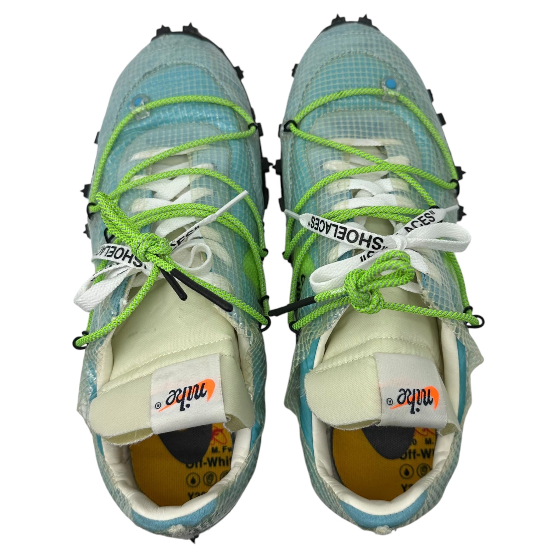 NIKE×Off-White (ナイキ×オフホワイト) Women's Waffle Racer "Vivid Sky" ワッフル レーサー CD8180-400 28.5cm ブルー×グリーン ローカット スニーカー