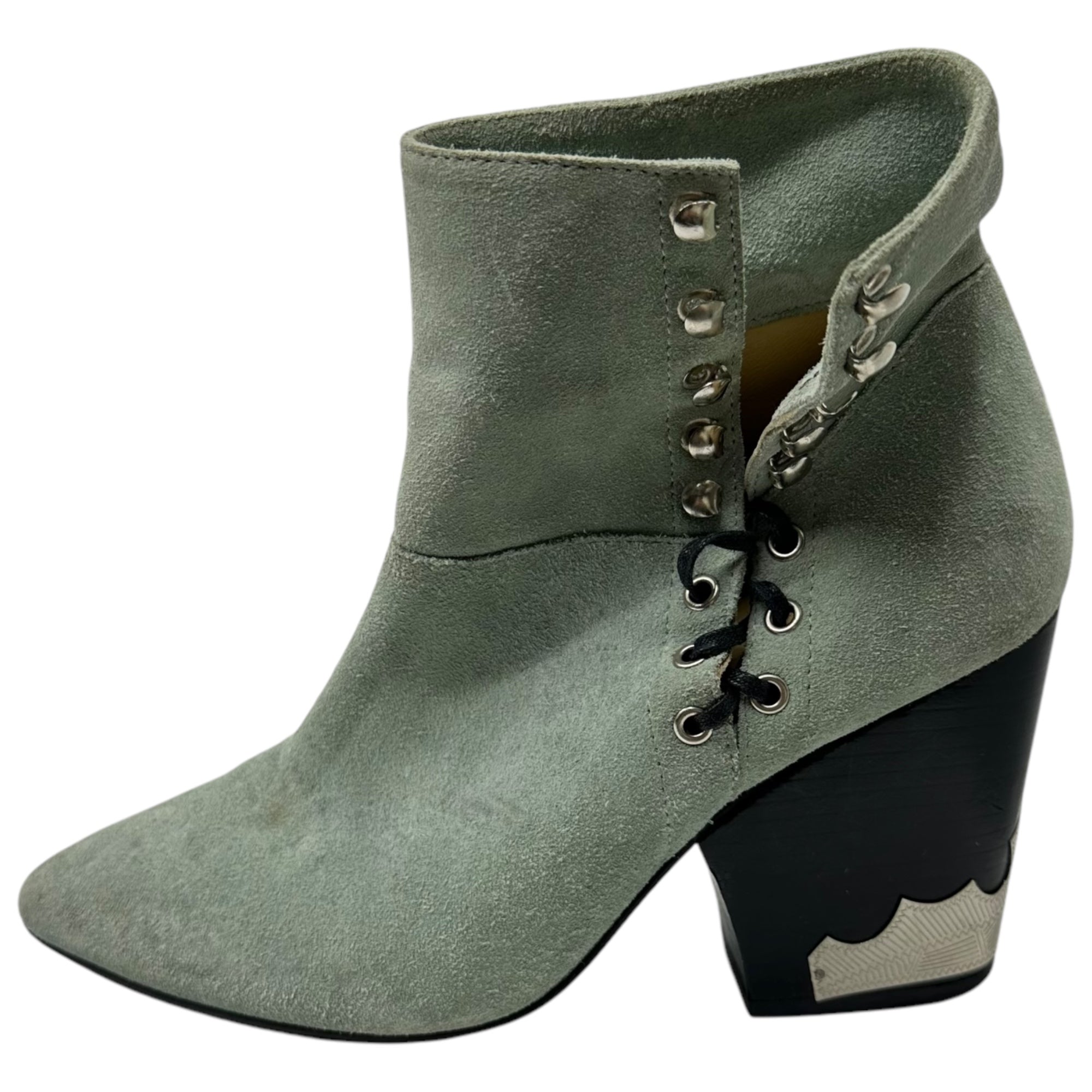 TOGA PULLA(トーガプルラ) western suede lace-up boots ウエスタン スウェード レザー レースアップ ブーツ 37(23.5cm) ミント グリーン ヒール