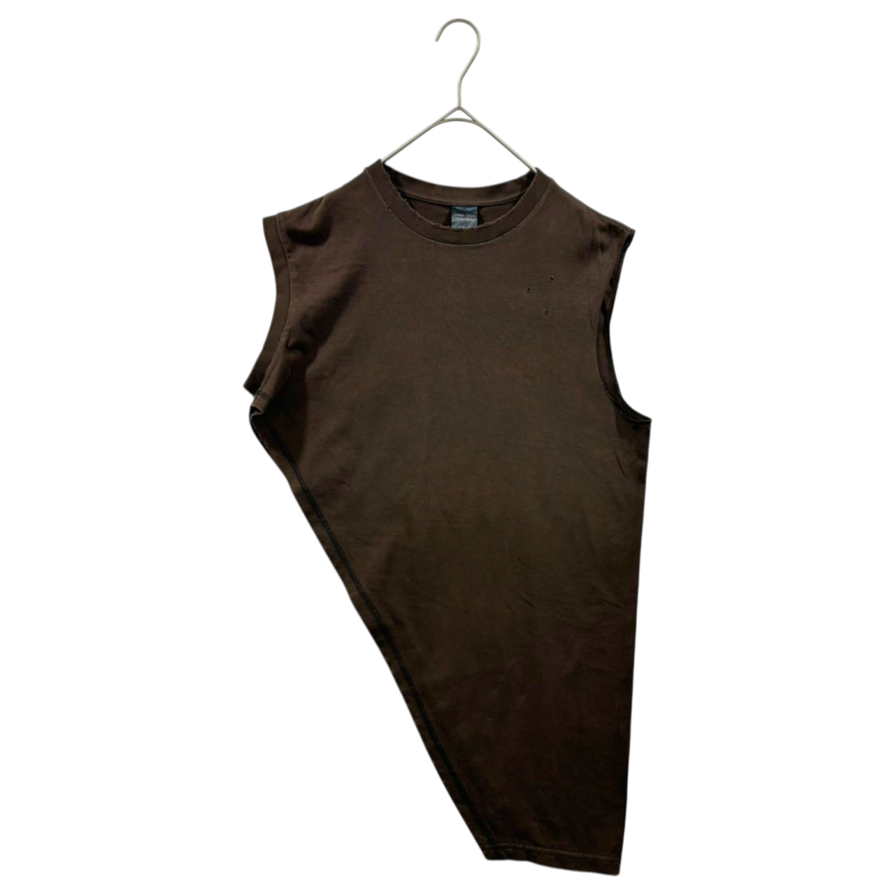 NUMBER (N)INE(ナンバーナイン) Night Crawler Distressed Asymmetrical Sleeveless T-Shirt ダメージ加工 アシンメトリー ノースリーブ Tシャツ 3(M) ブラウン 通称:エミリー期