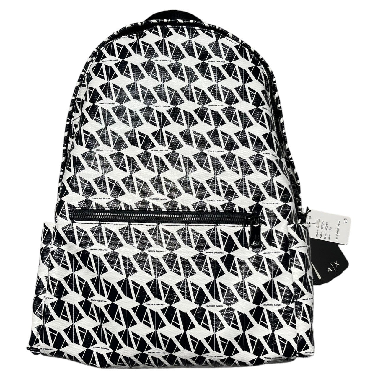 ARMANI EXCHANGE(アルマーニエクスチェンジ) A|X Allover logo backpack オール ロゴ バックパック 8053616517594 ブラック×ホワイト リュック デイパック