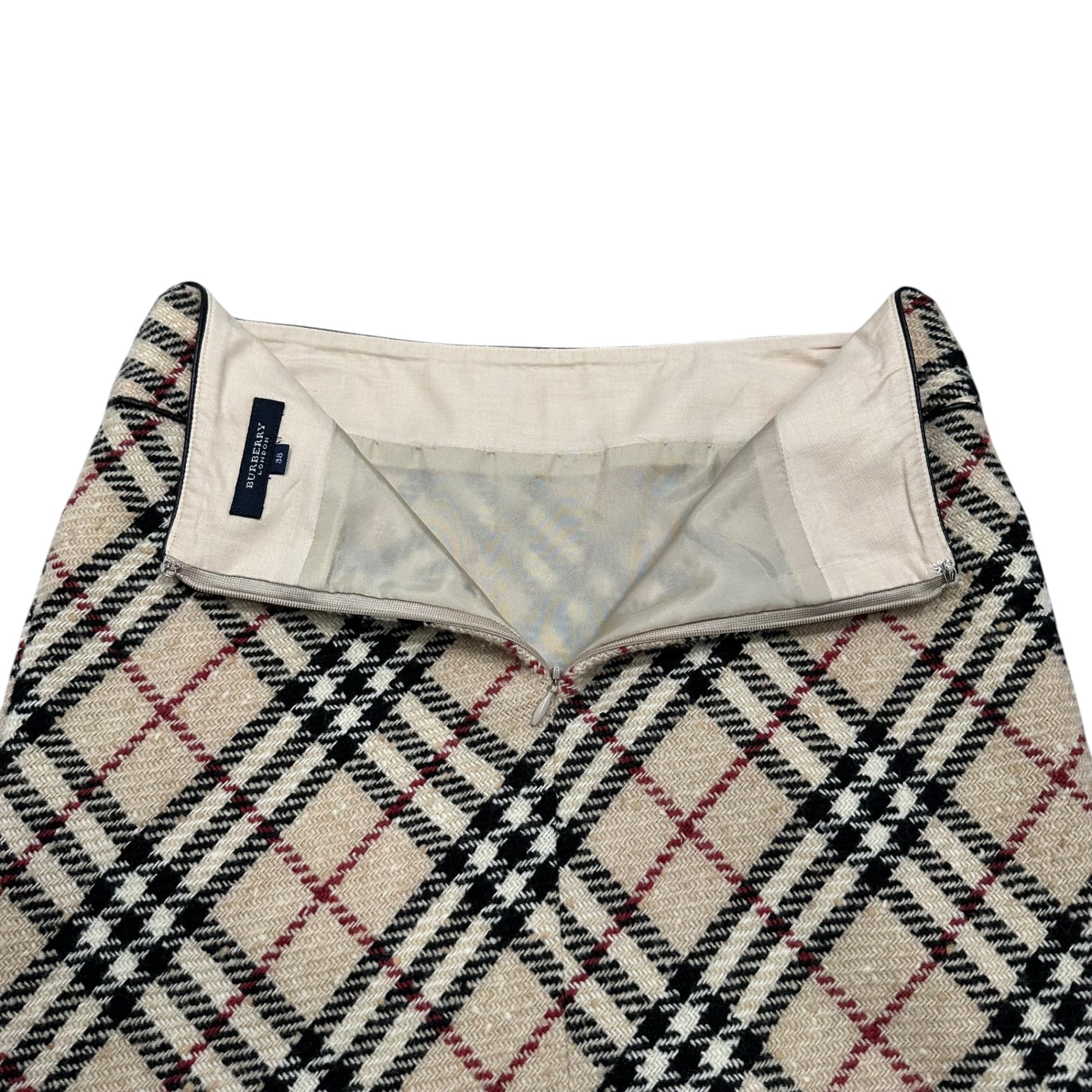 BURBERRY LONDON(バーバリーロンドン) Old Nova Check Wool Long Skirt オールド ノヴァ チェック ウール ロング スカート FX036-090 38(M) ベージュ×ブラック×レッド